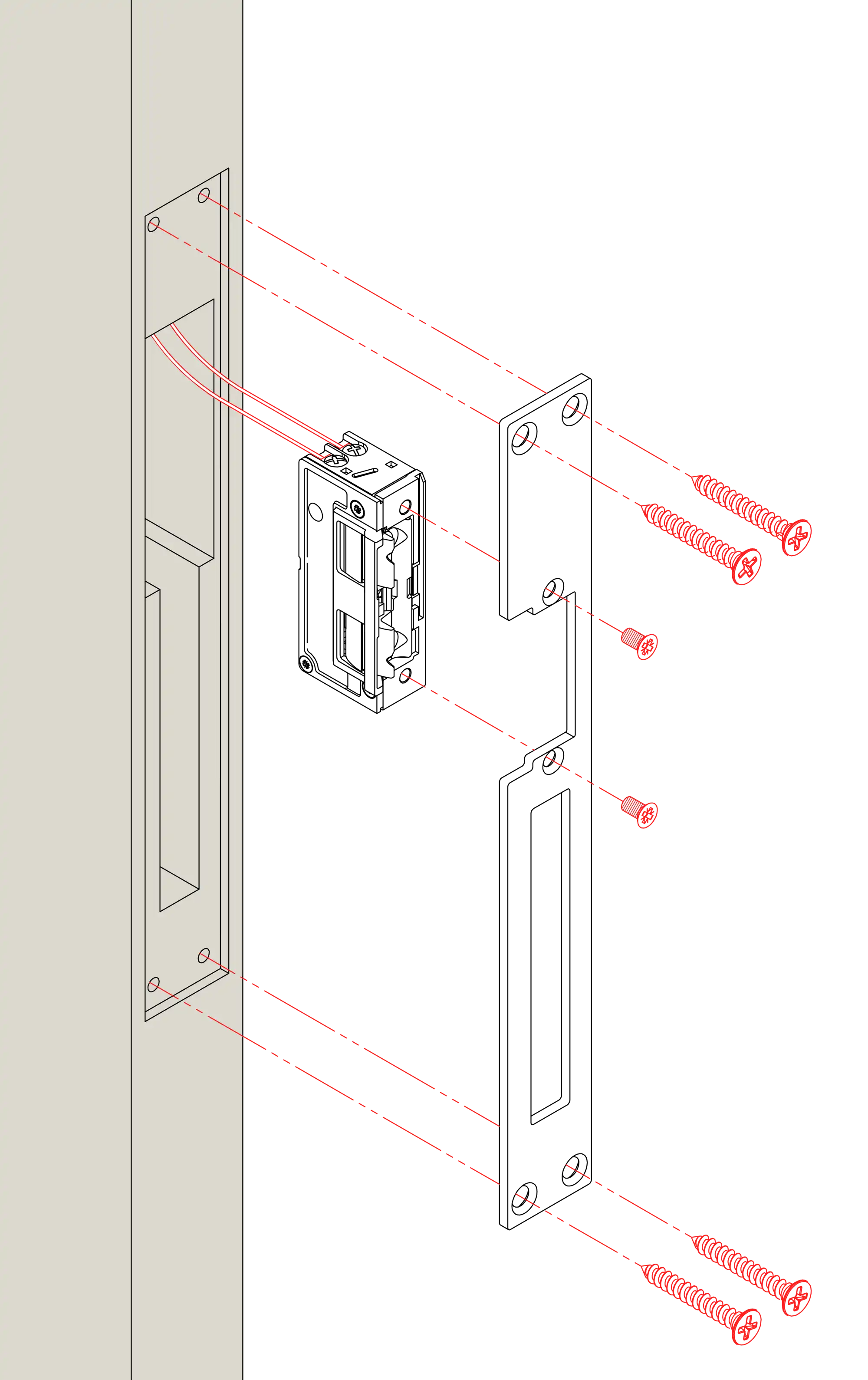 Installation with the latch guide
