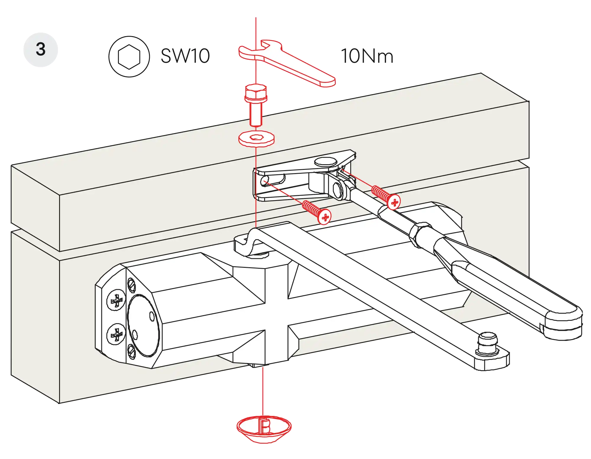 Installation normal mounting left hinge DIN L