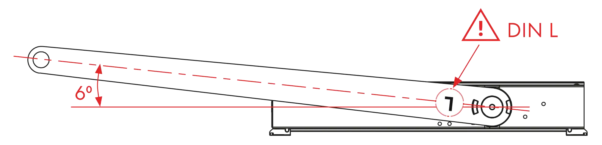 Installation inverted mounting on hinge side DIN L