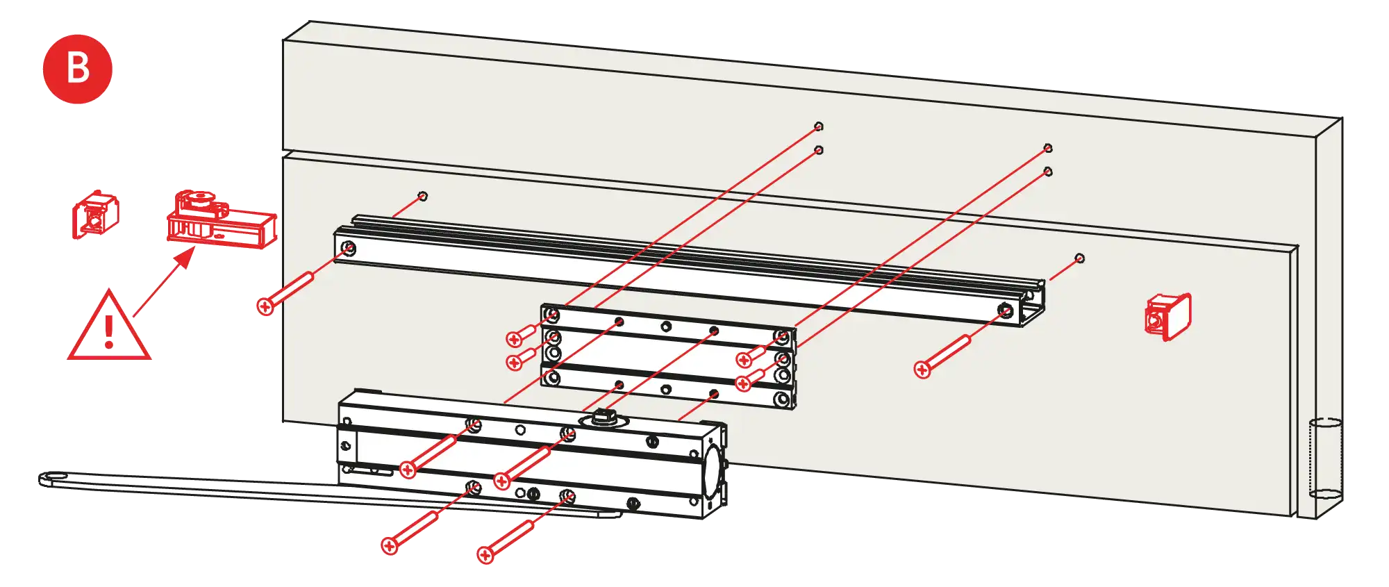Installation inverted mounting on hinge side DIN L