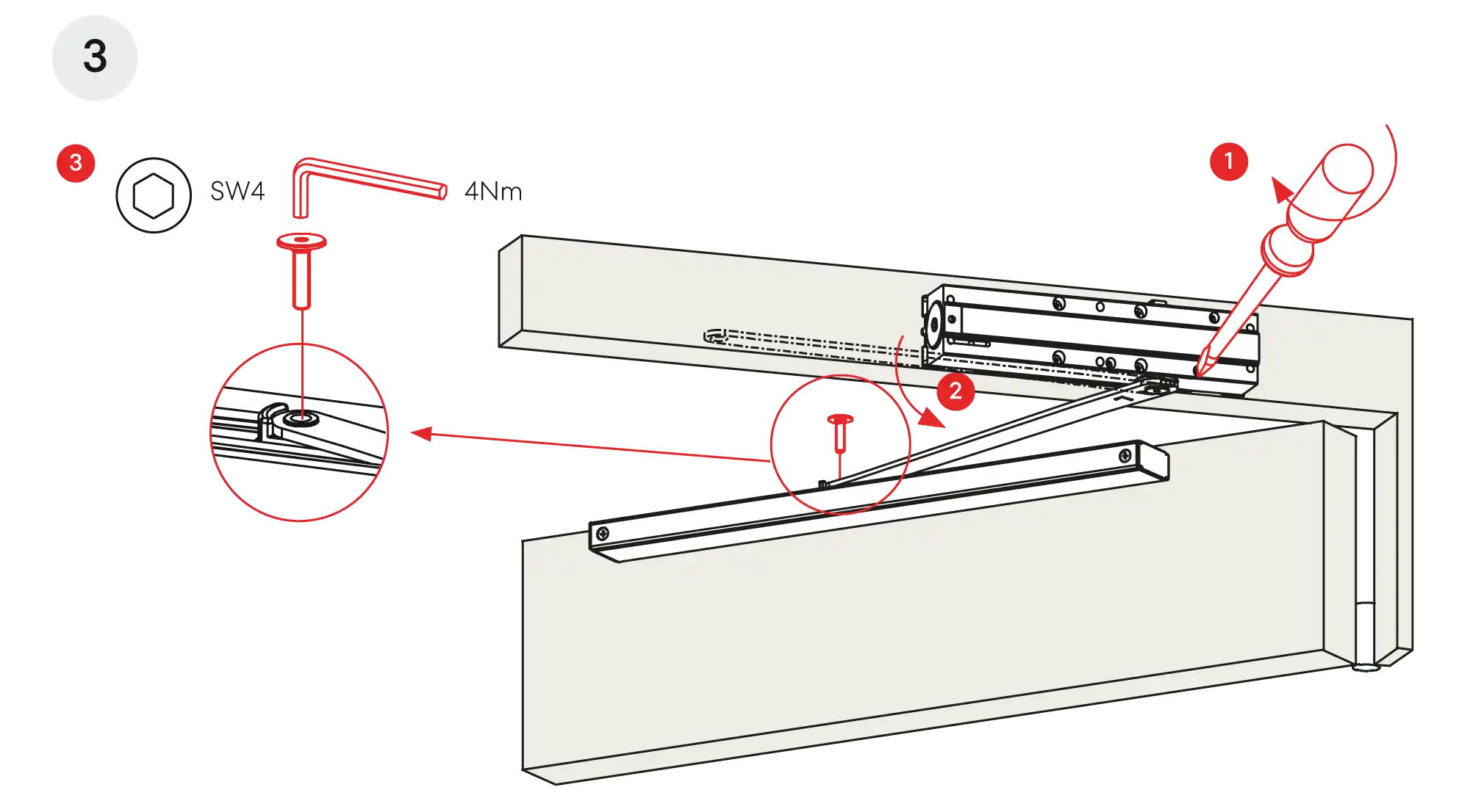 Installation inverted mounting on hinge side DIN L