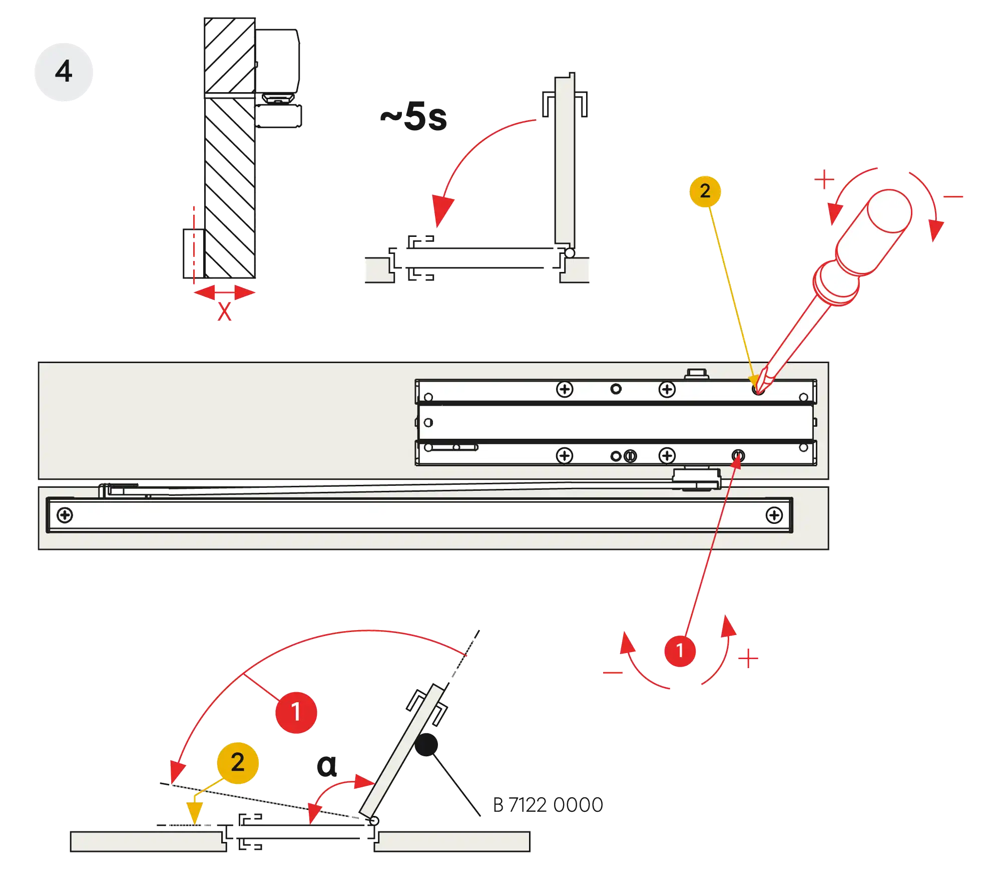 Installation inverted mounting on hinge side DIN L