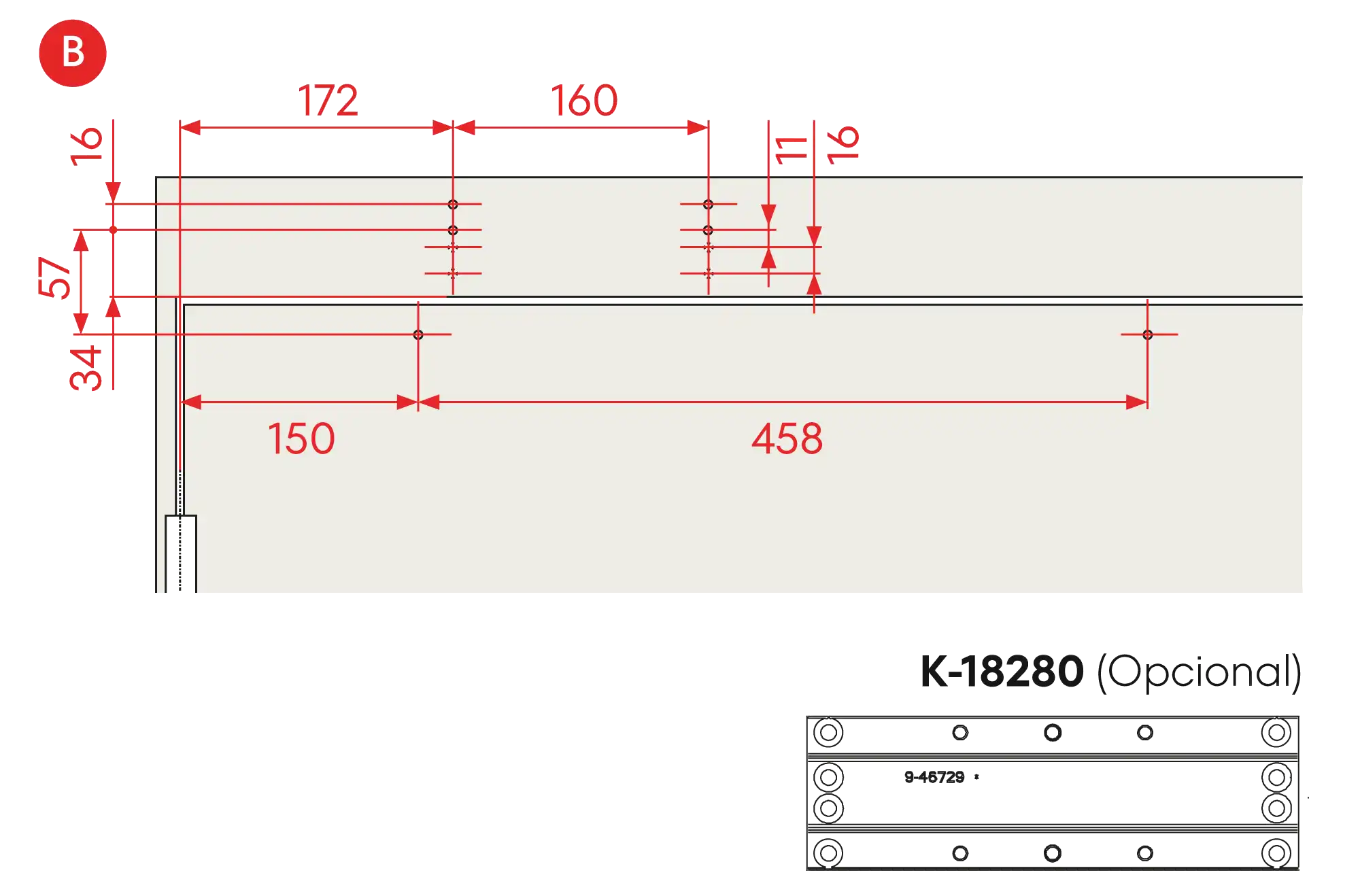 Installation inverted mounting on hinge side DIN R