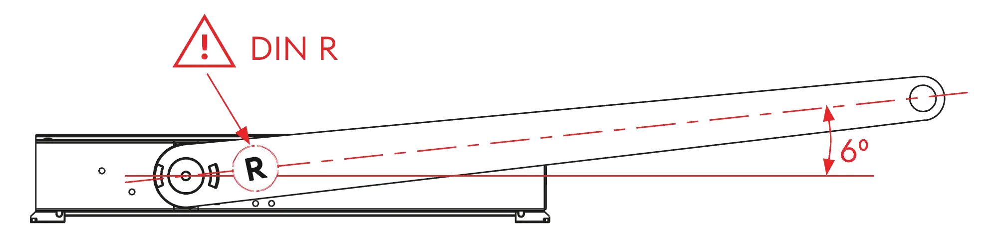 Installation inverted mounting on hinge side DIN R