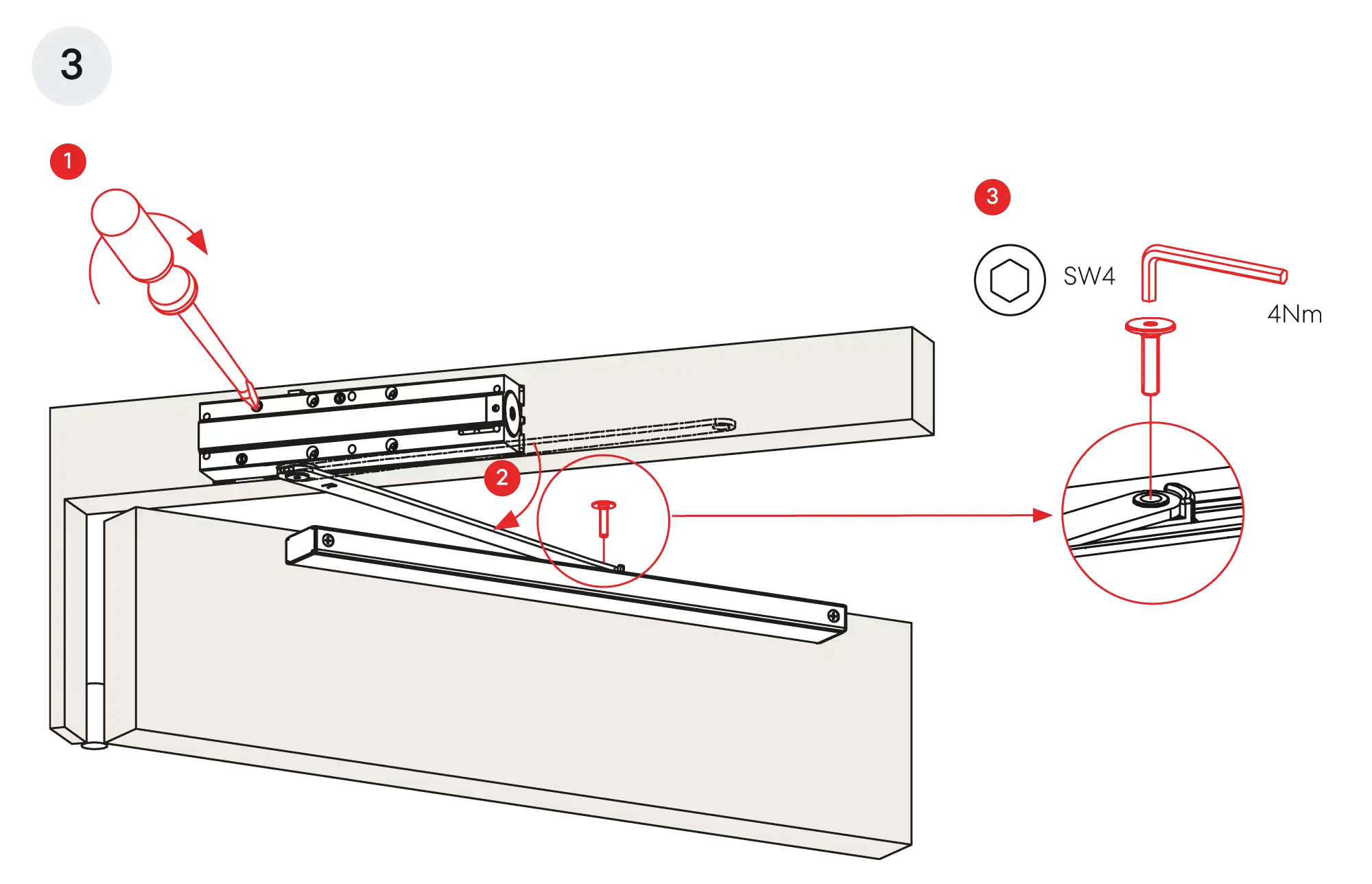 Installation inverted mounting on hinge side DIN R