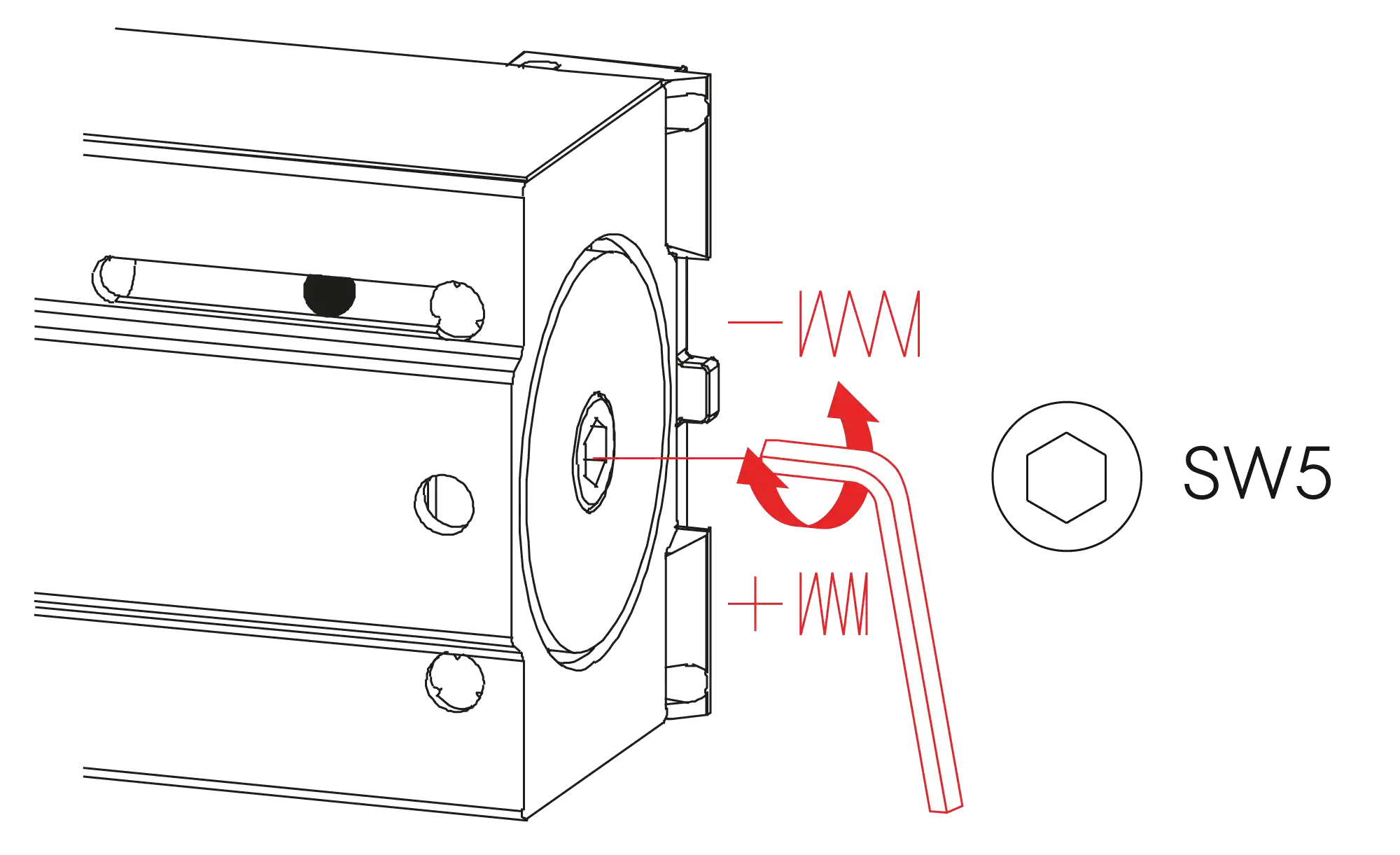 Installation normal mounting left hinge DIN L