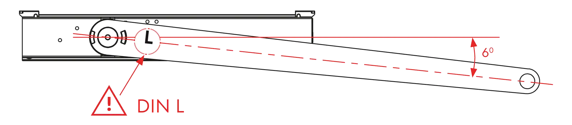 Installation normal mounting left hinge DIN L