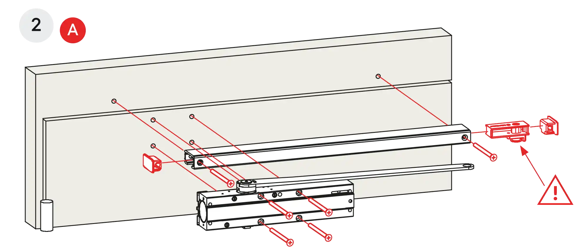 Installation normal mounting left hinge DIN L