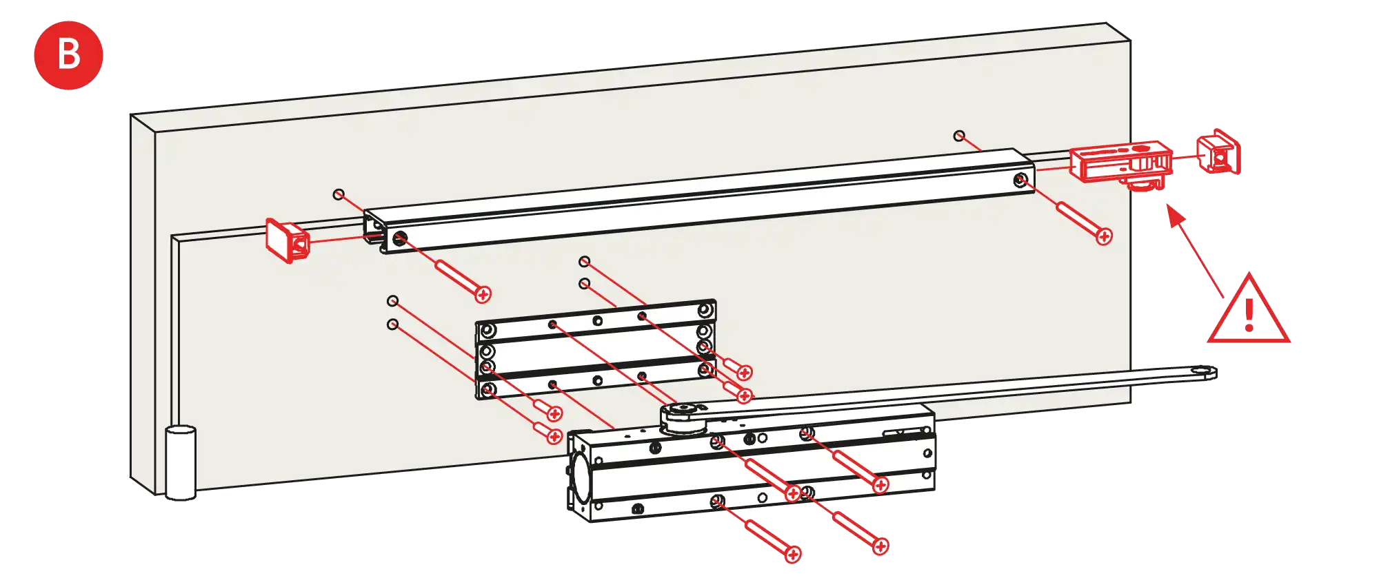 Installation normal mounting left hinge DIN L