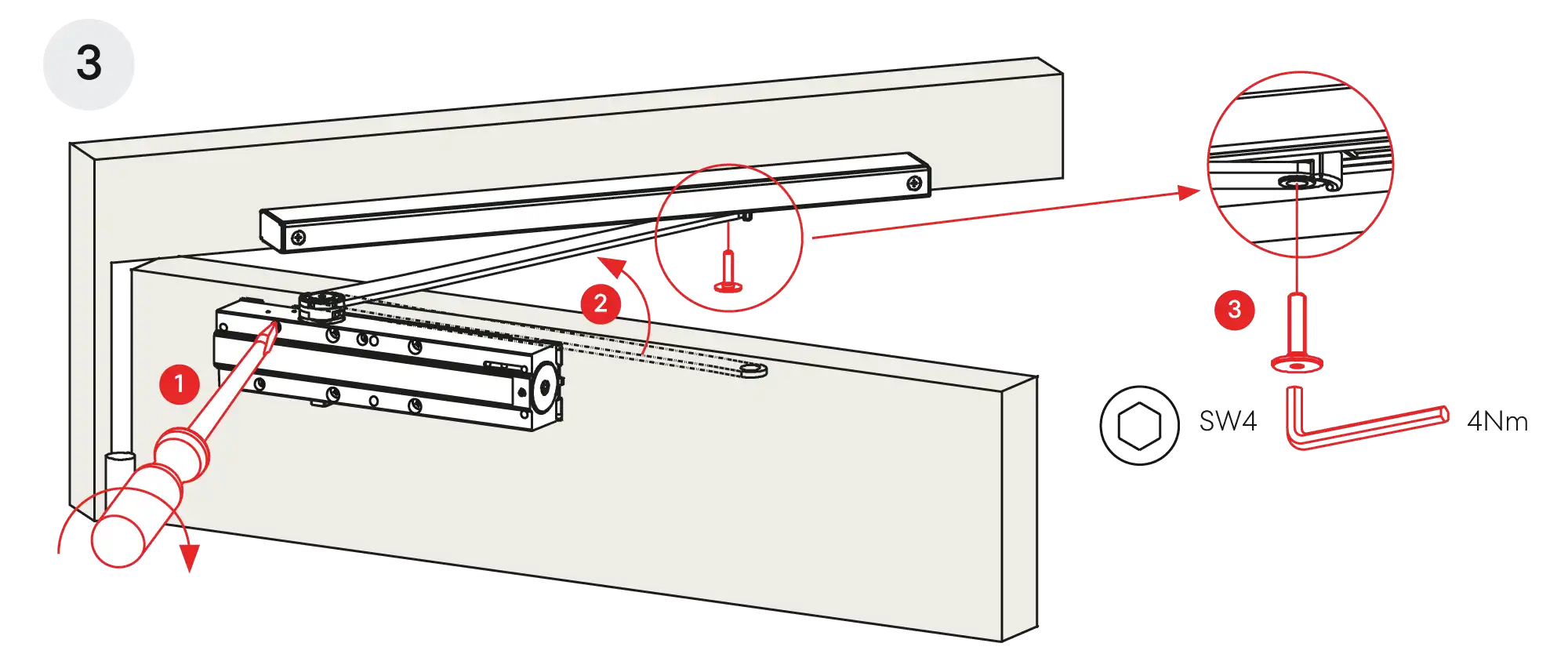 Installation normal mounting left hinge DIN L