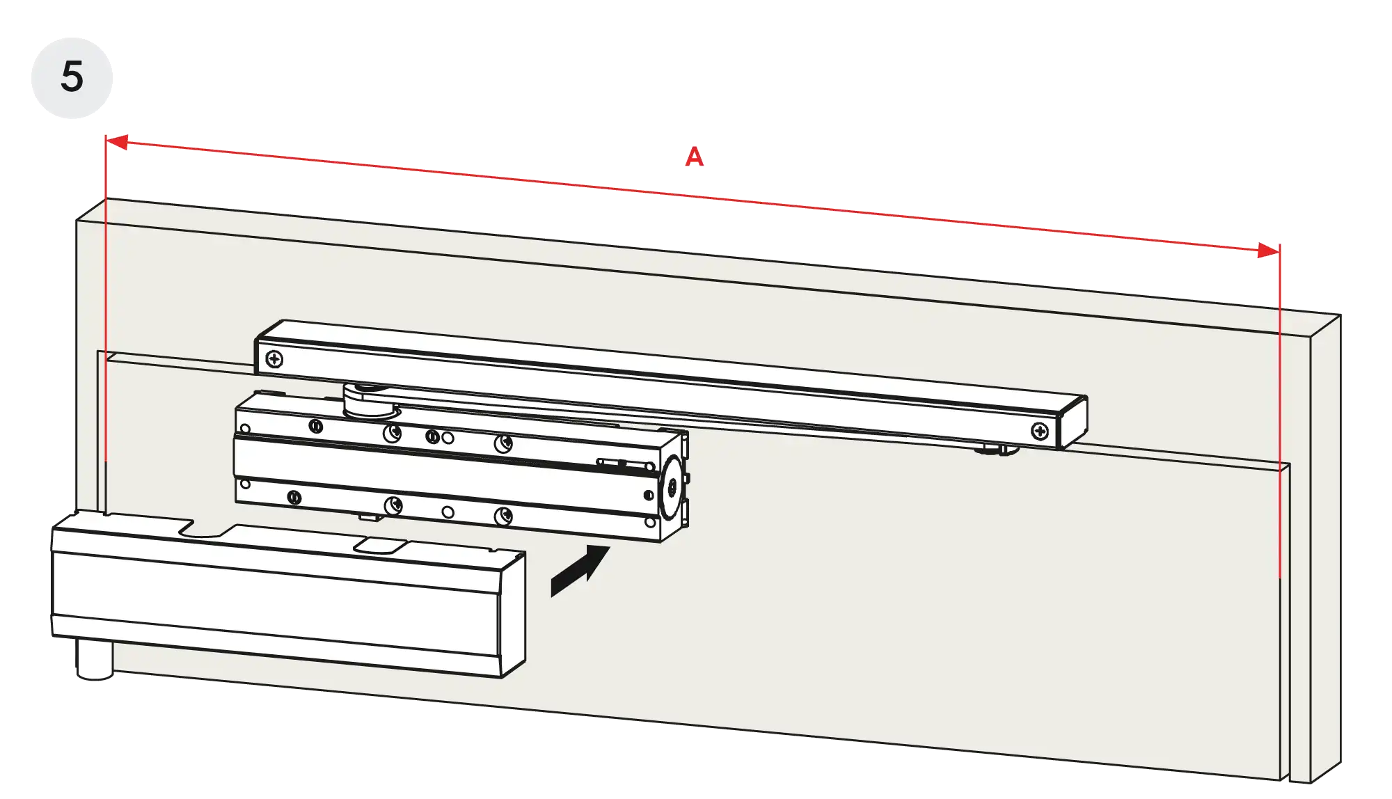 Installation normal mounting left hinge DIN L