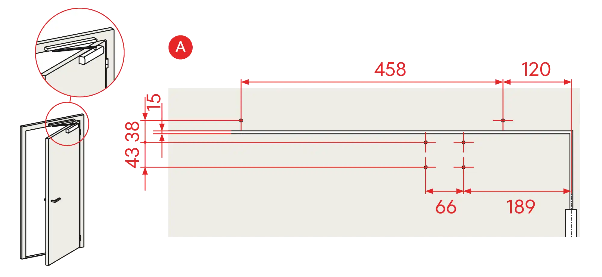 Installation normal mounting right hinge DIN R