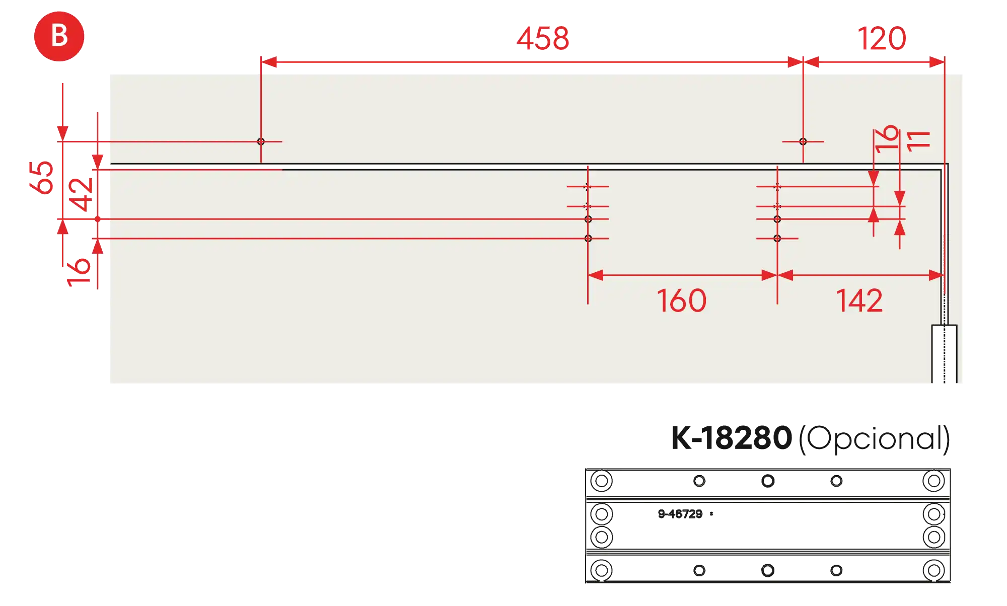 Installation normal mounting right hinge DIN R