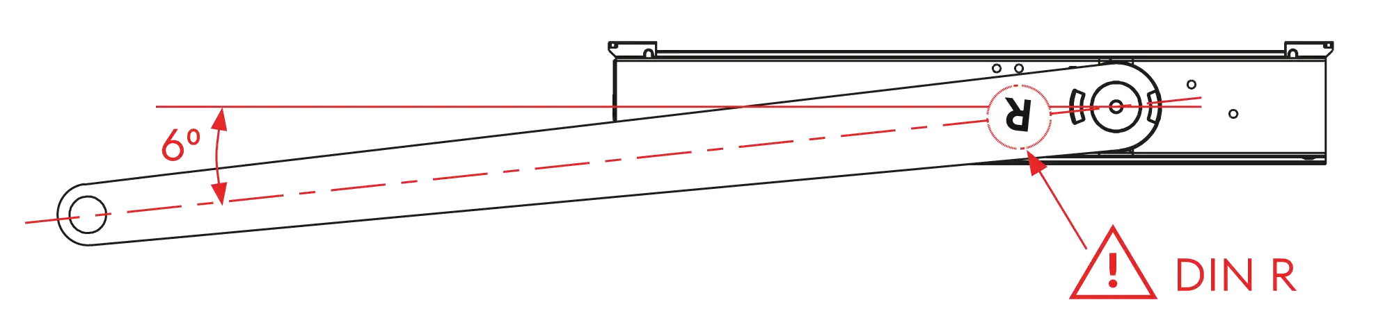 Installation normal mounting right hinge DIN R