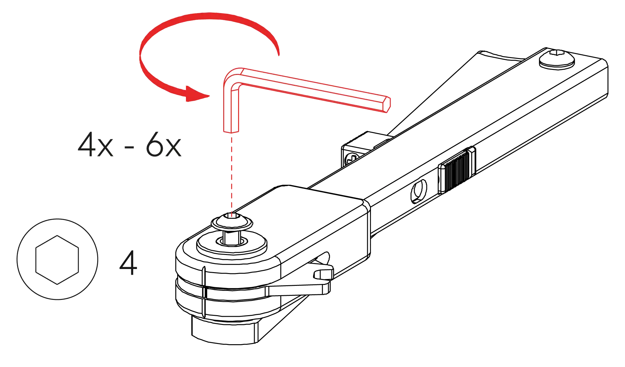 Installation normal mounting left hinge DIN L