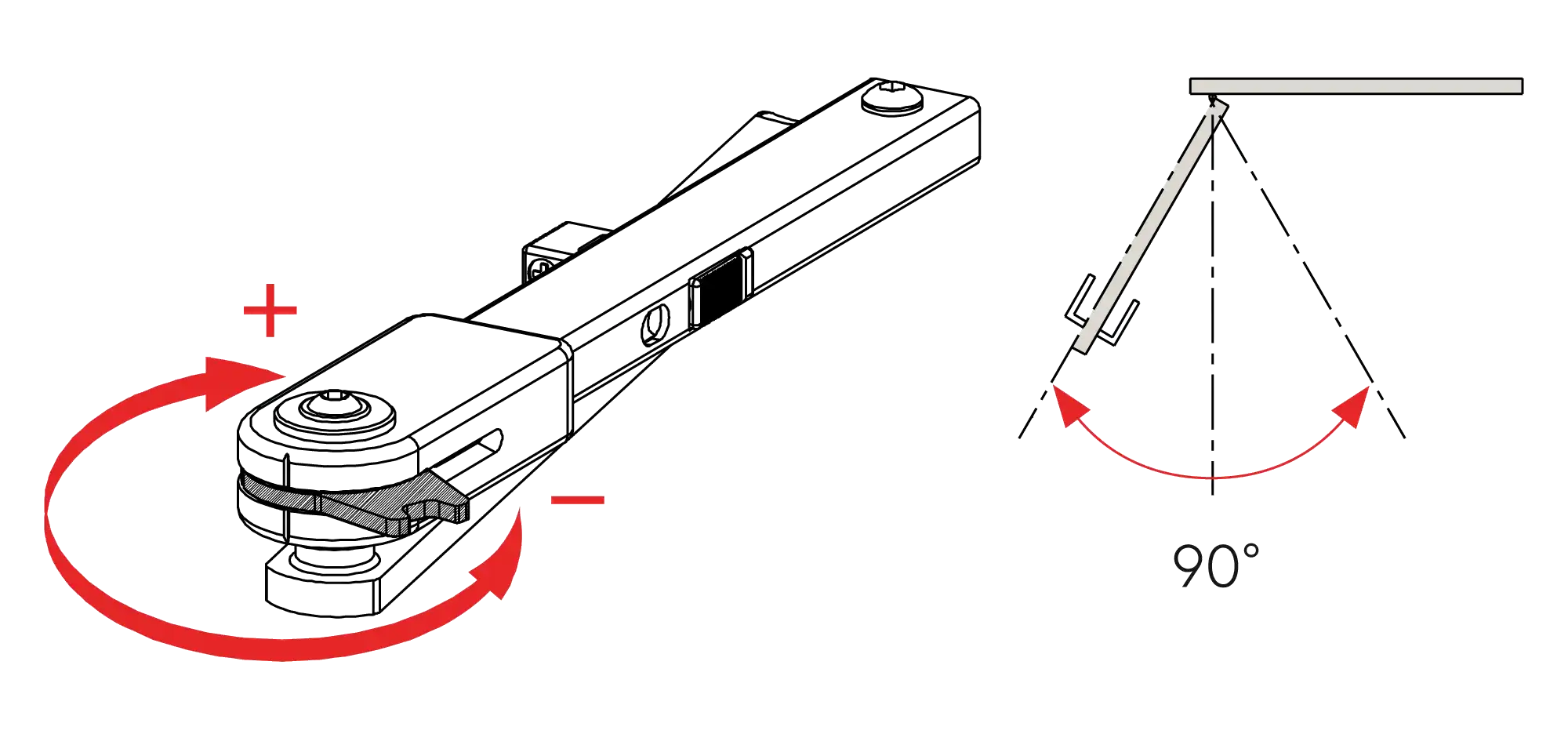 Installation normal mounting left hinge DIN L