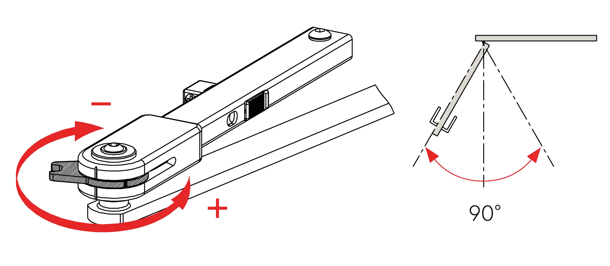 Installation normal mounting right hinge DIN R
