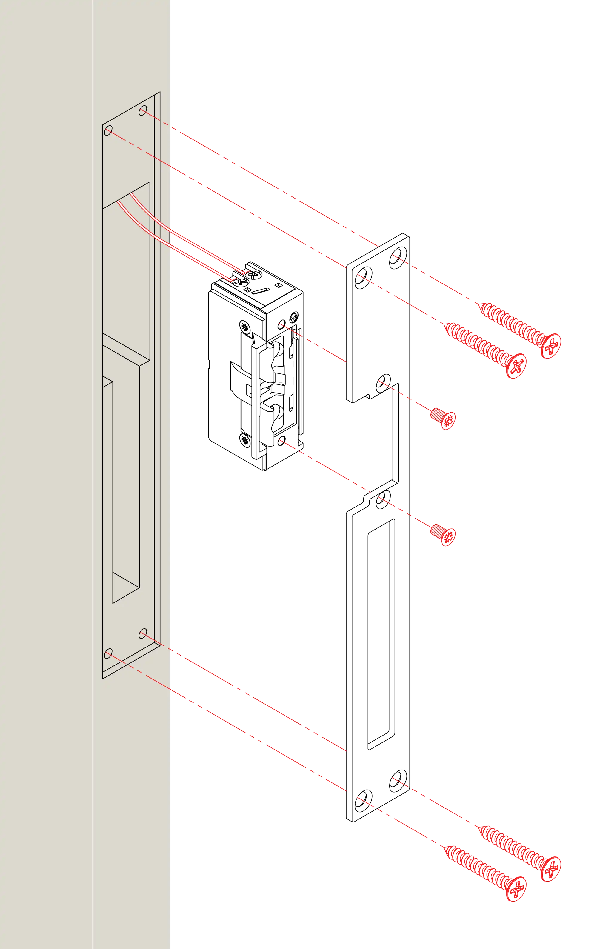 Installation with latch guide