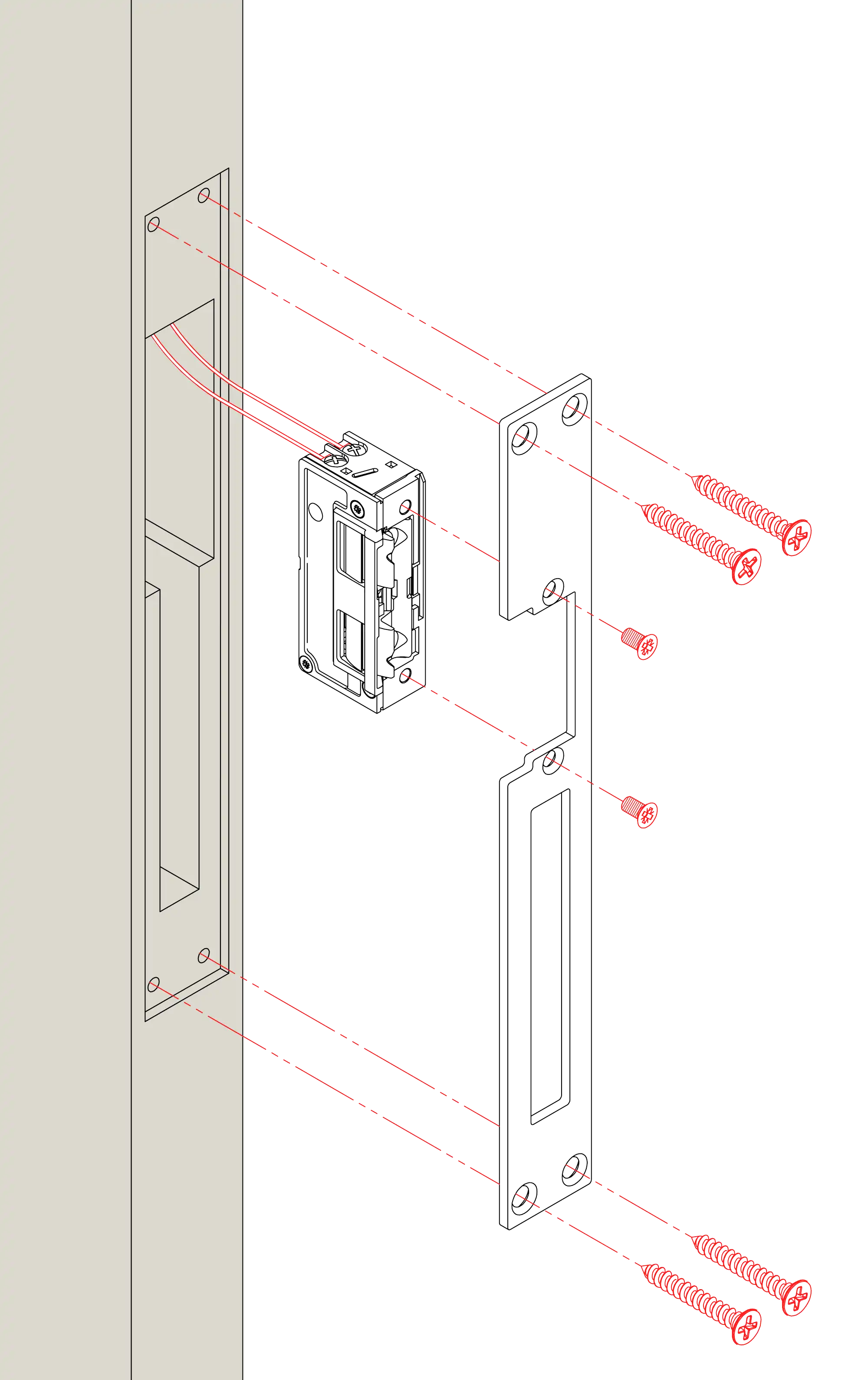 Installation with the latch guide