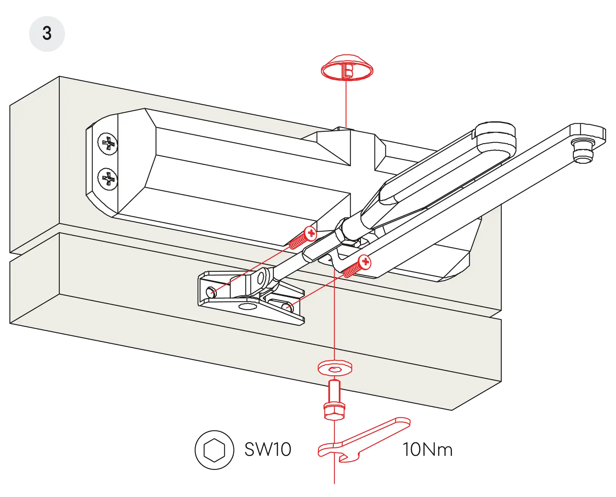 Installation inverted assembly on the opposite side to hinges DIN L