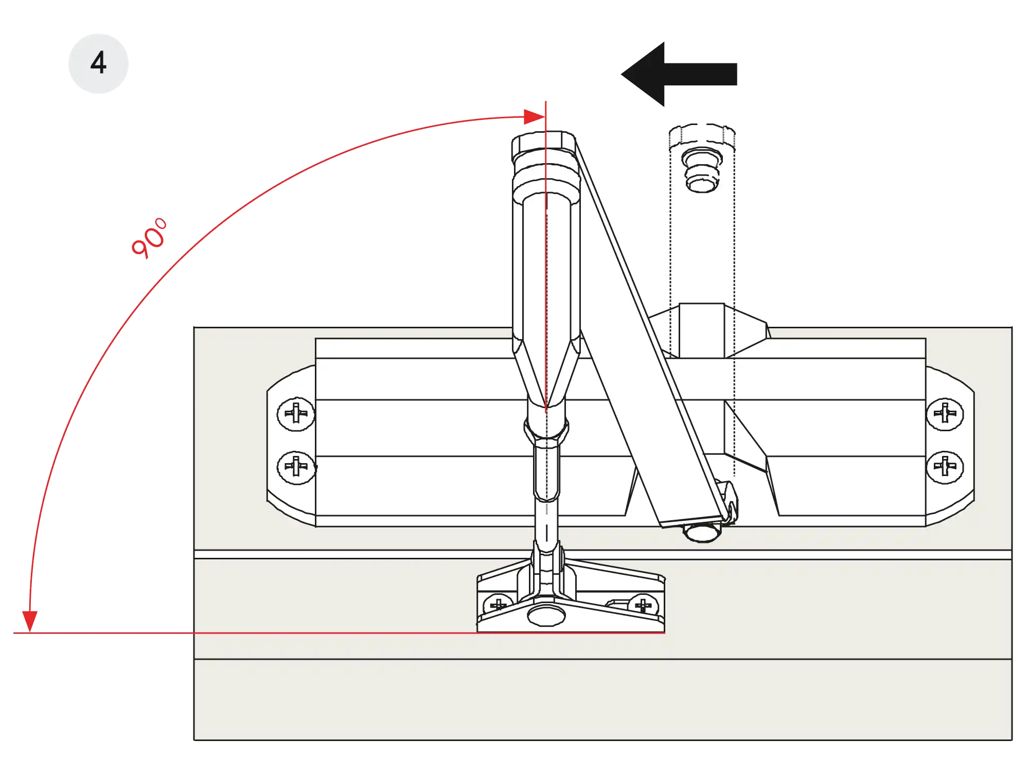 Installation inverted assembly on the opposite side to hinges DIN L