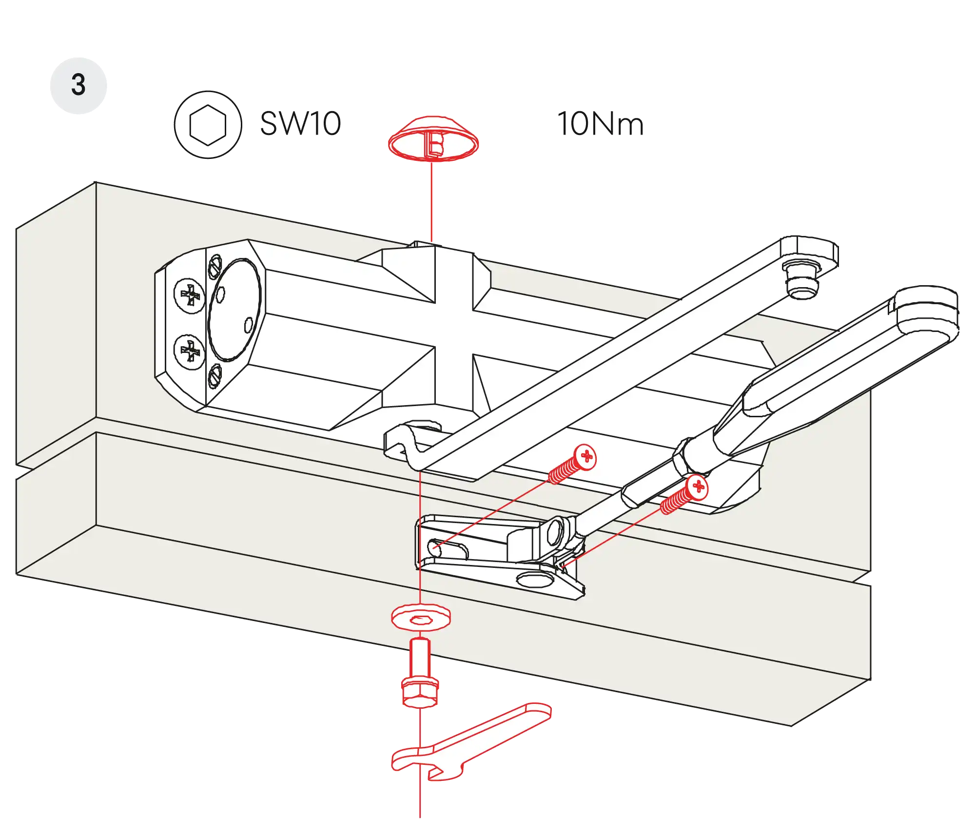 Installation inverted assembly on the opposite side to hinges DIN R