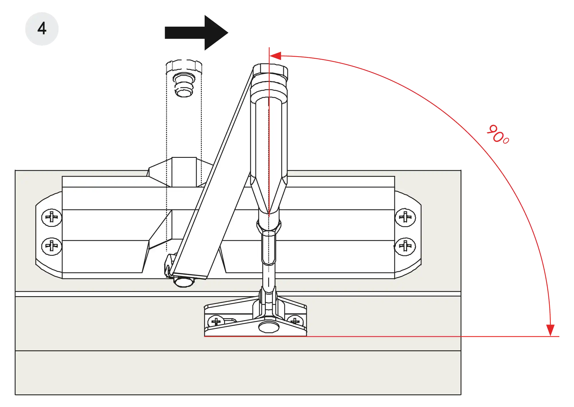 Installation inverted assembly on the opposite side to hinges DIN R