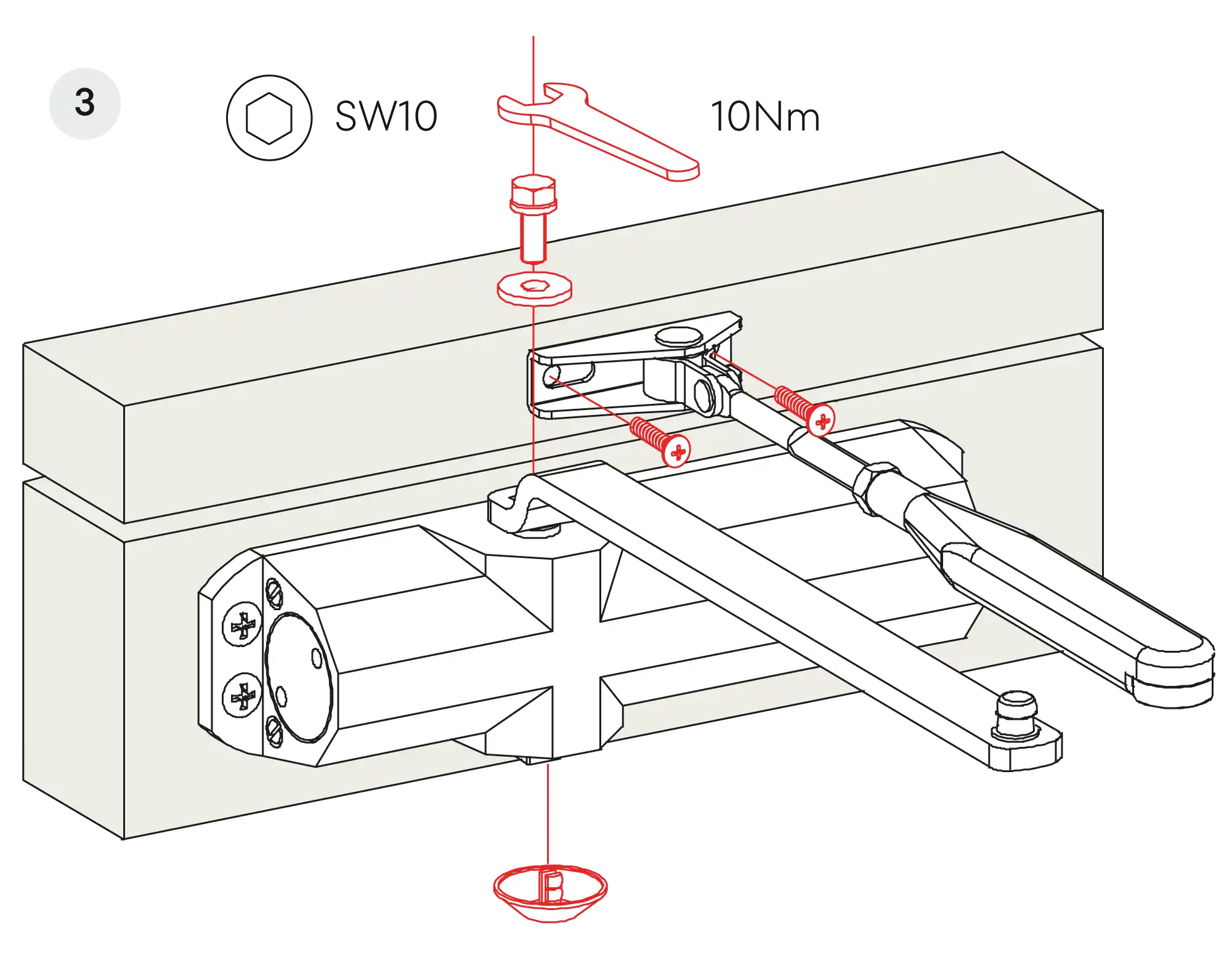 Installation normal mounting left hinge DIN L