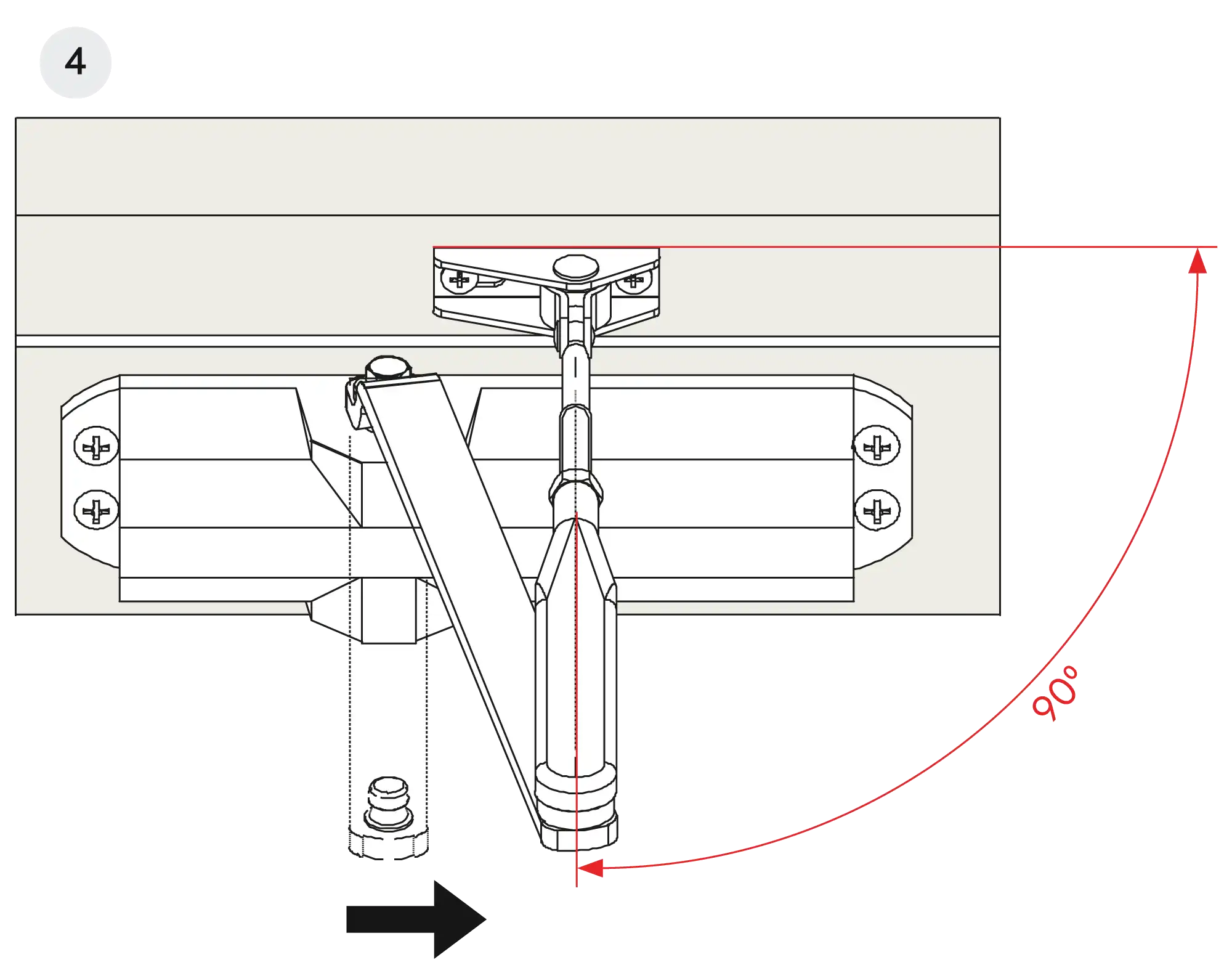 Installation normal mounting left hinge DIN L
