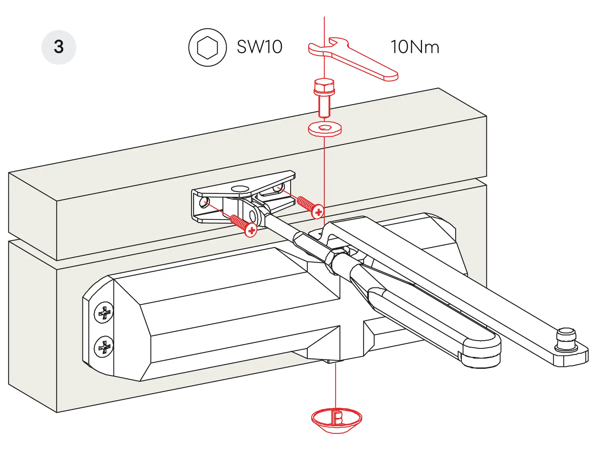 Installation normal mounting right hinge DIN R