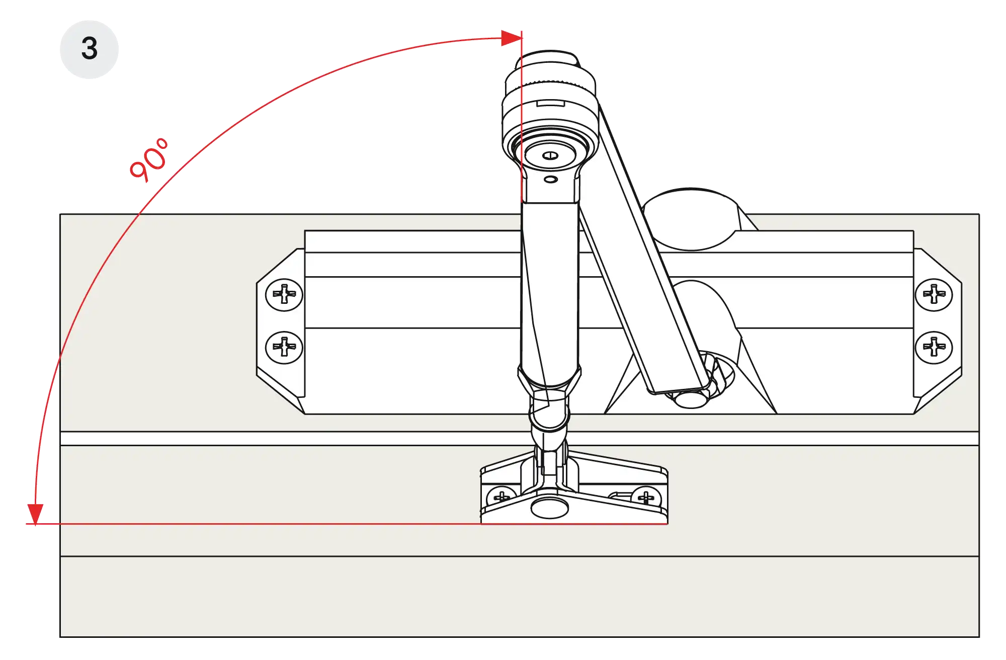 Installation inverted assembly on the opposite side to hinges DIN L (Arm with retention)