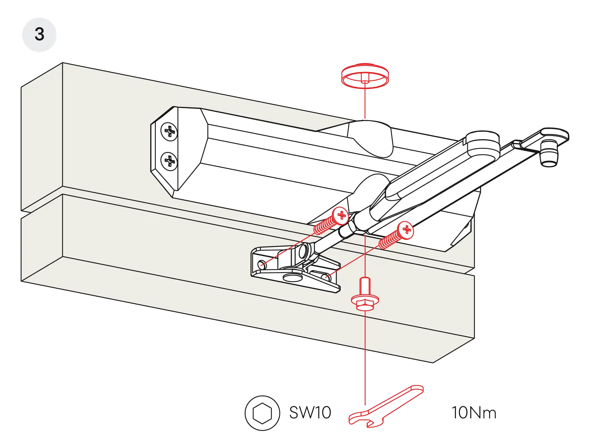 Installation inverted assembly on the opposite side to hinges DIN L