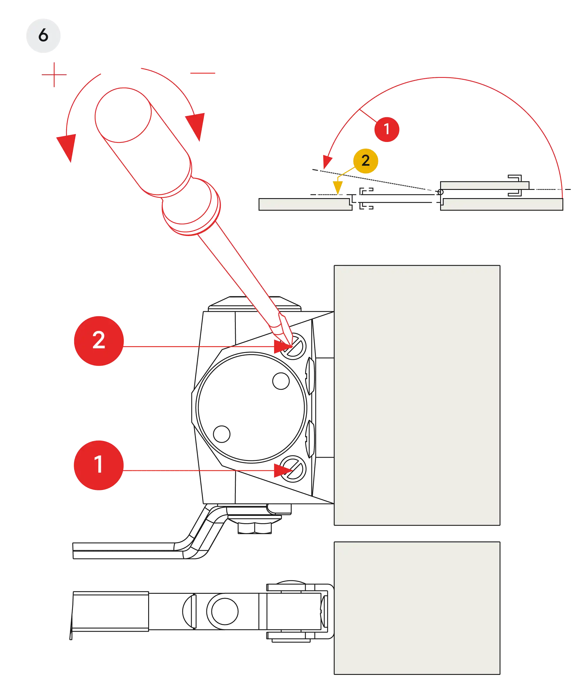 Installation inverted assembly on the opposite side to hinges DIN L (Arm with retention)