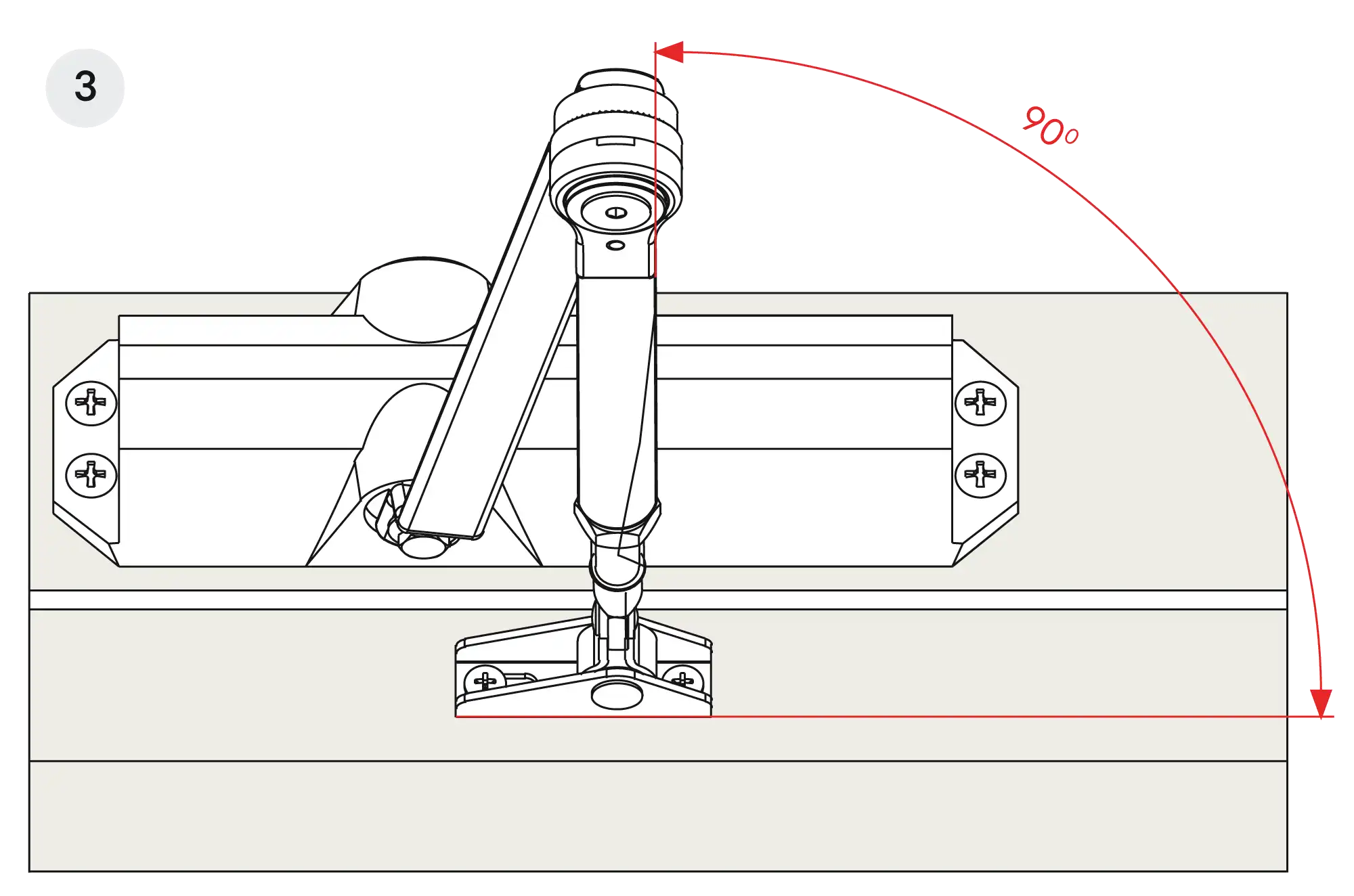Installation inverted assembly on the opposite side to hinges DIN R (Arm with retention)