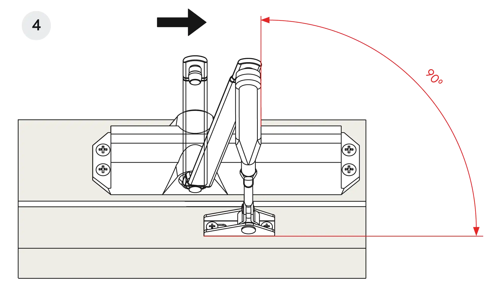 Installation inverted assembly on the opposite side to hinges DIN R