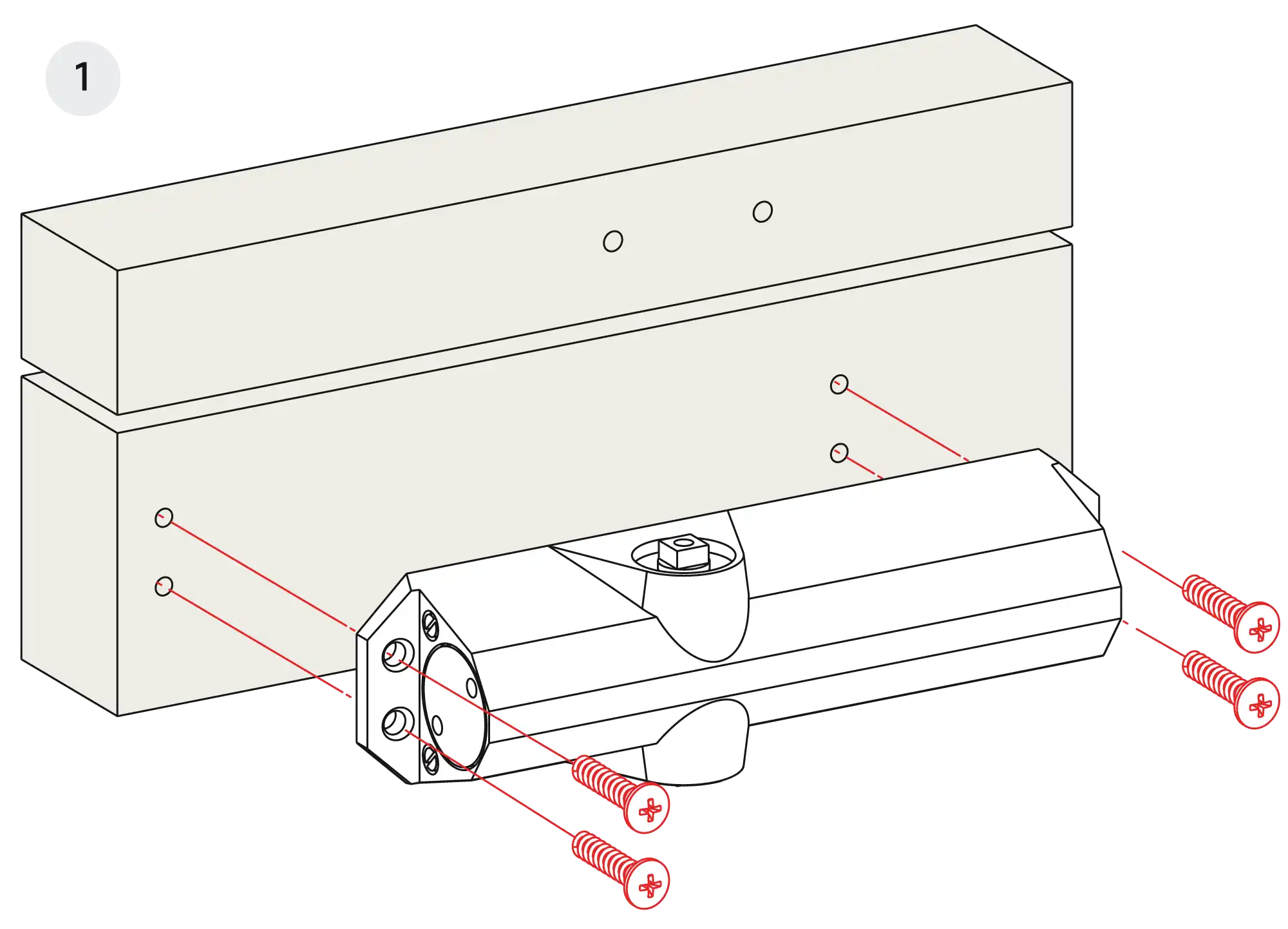 Installation normal mounting left hinge DIN L (Arm with retention)