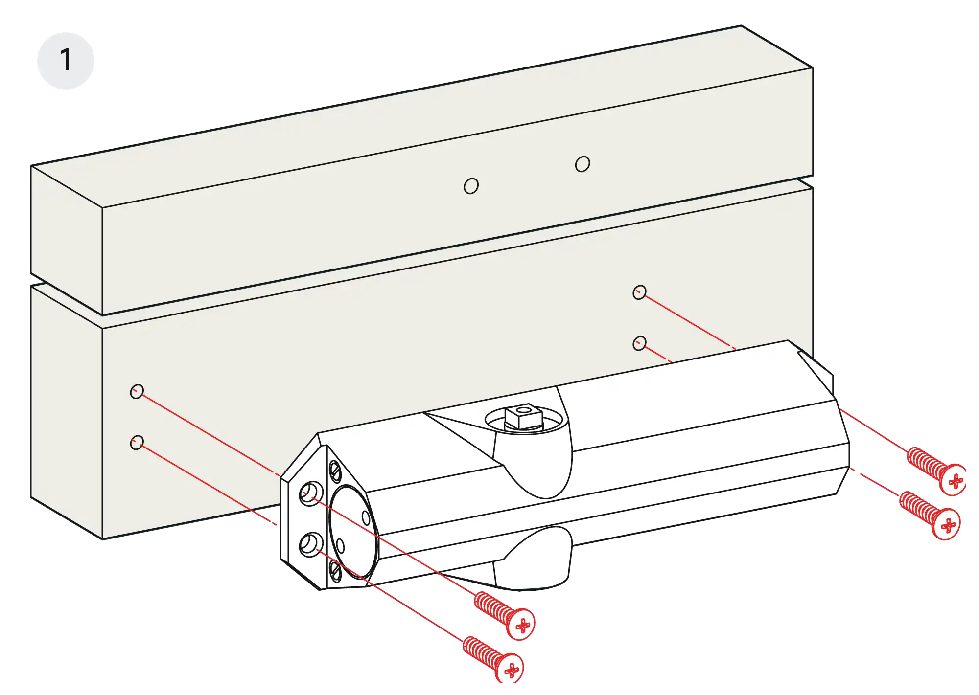 Installation normal mounting left hinge DIN L