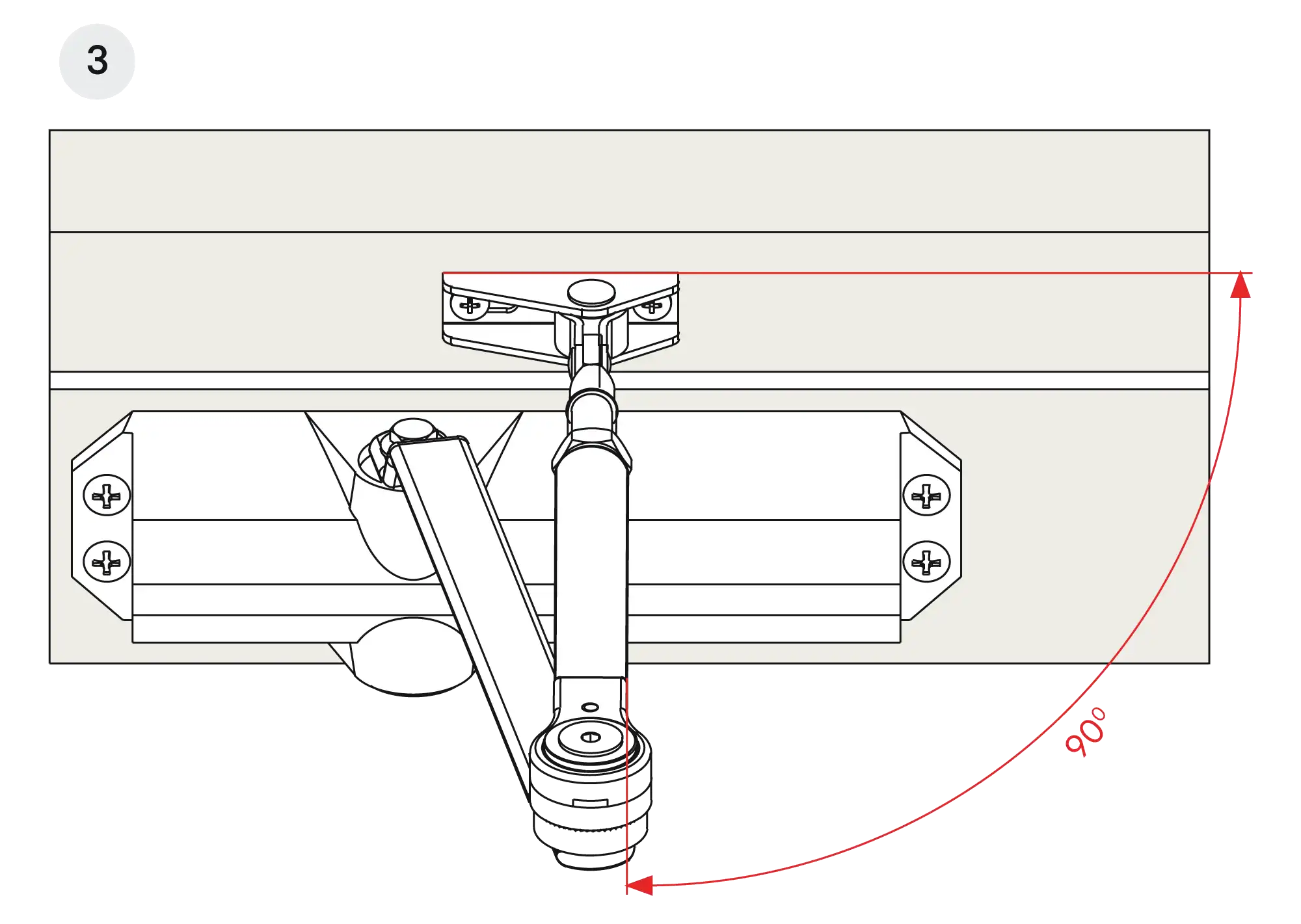 Installation normal mounting left hinge DIN L (Arm with retention)