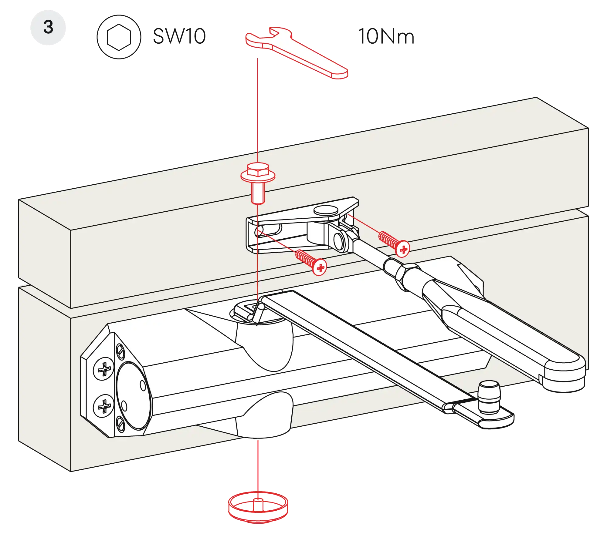 Installation normal mounting left hinge DIN L