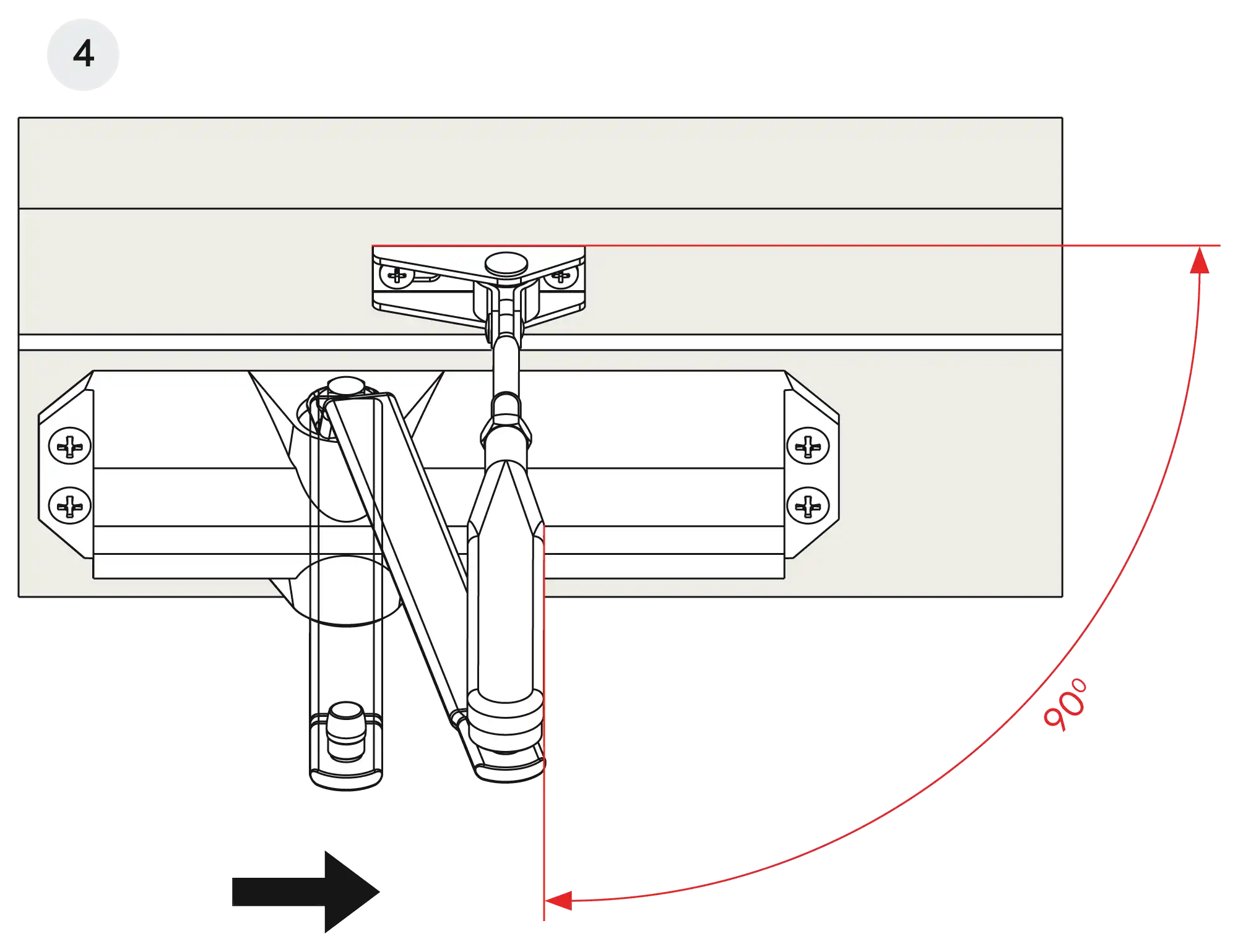 Installation normal mounting left hinge DIN L
