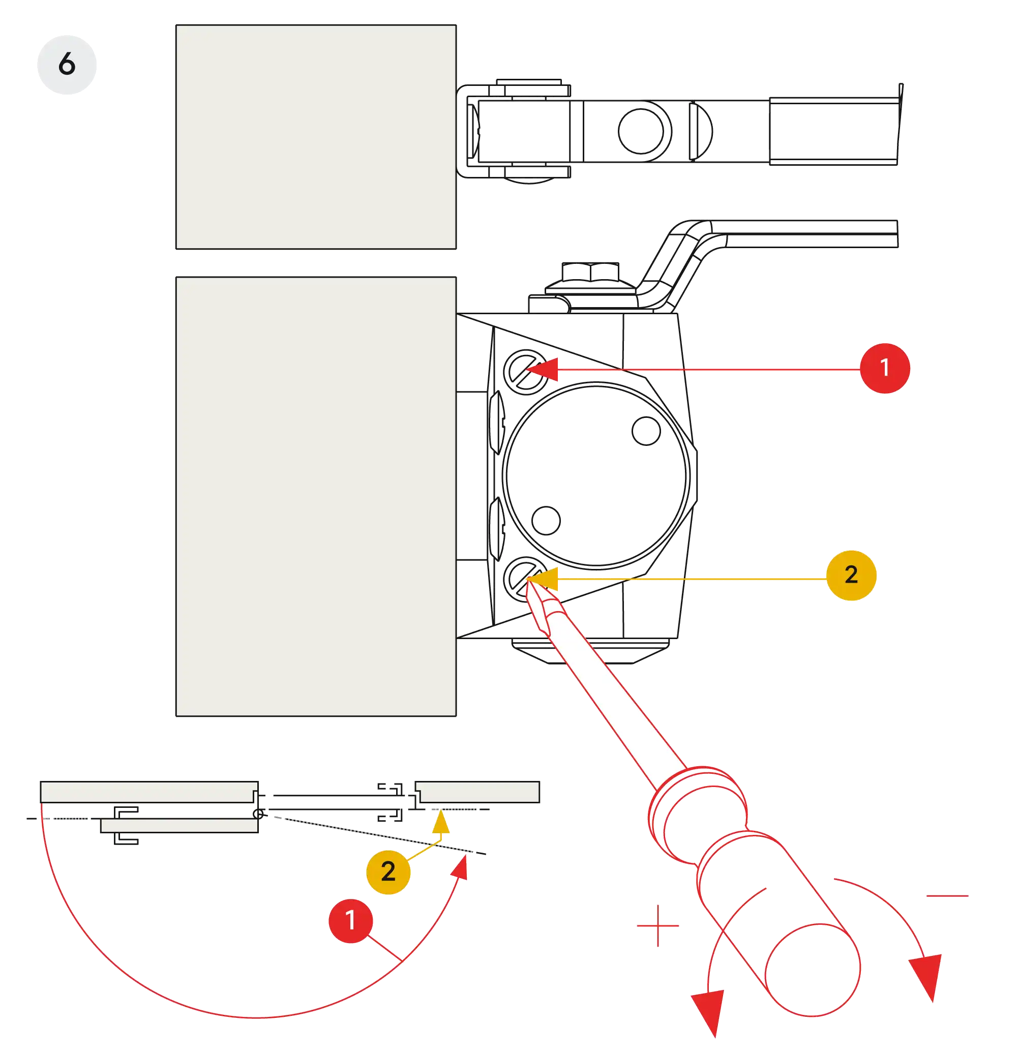 Installation normal mounting left hinge DIN L (Arm with retention)