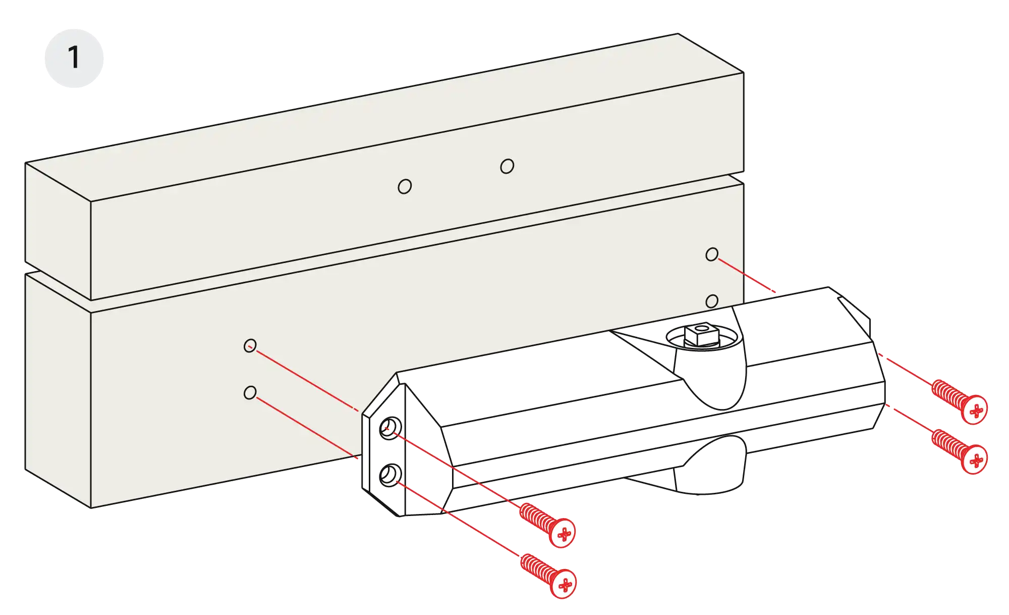 Installation normal mounting right hinge DIN R (Arm with retention)
