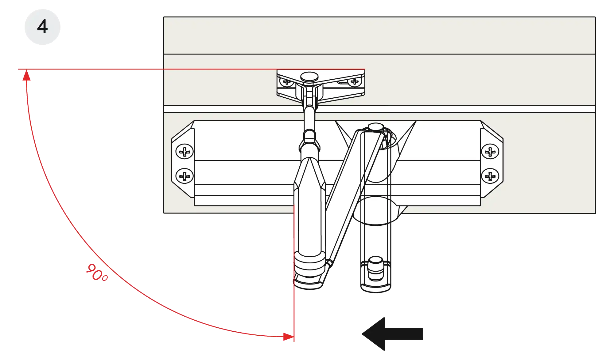 Installation normal mounting right hinge DIN R