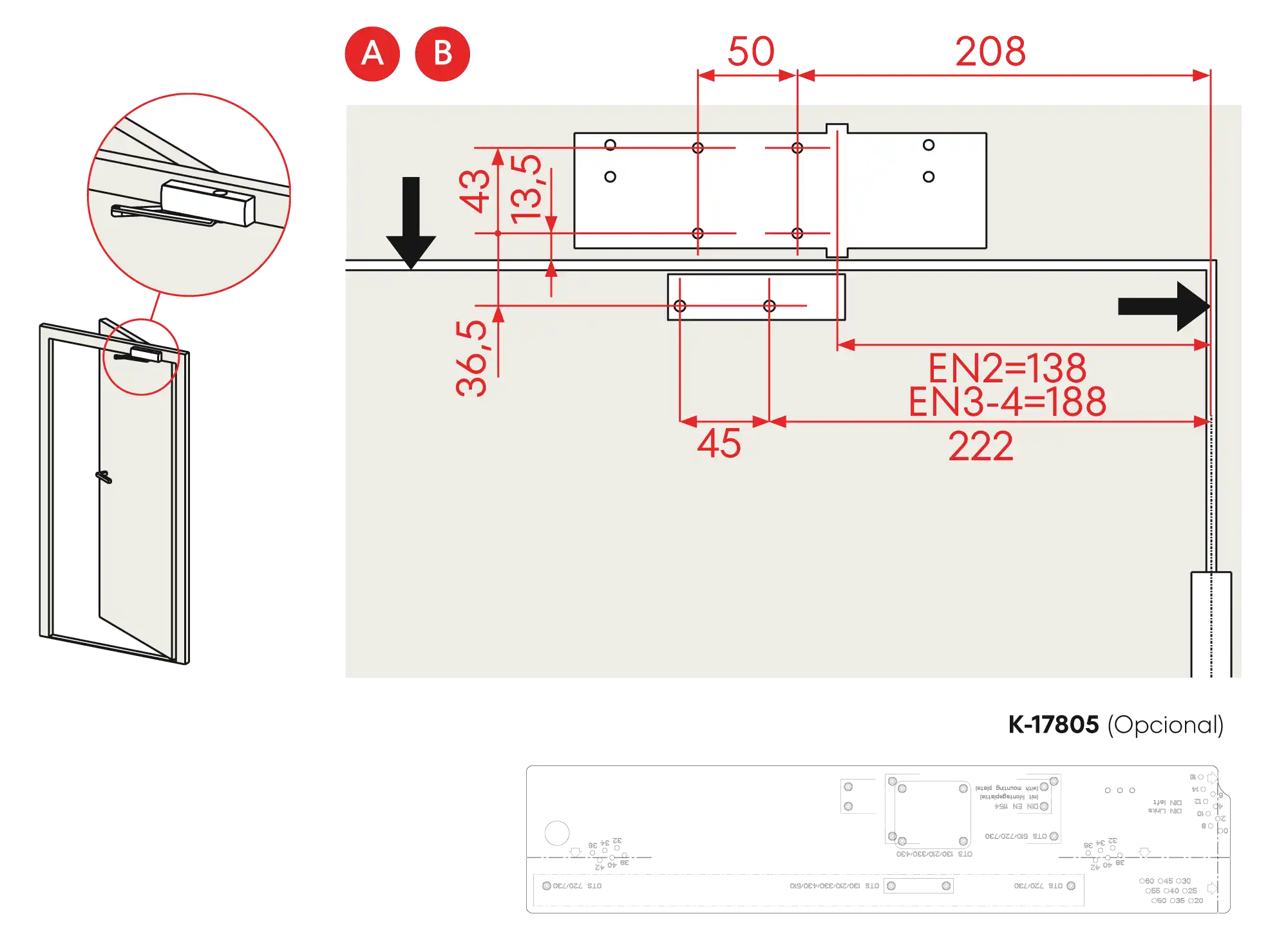 Installation inverted assembly on the opposite side to hinges DIN L