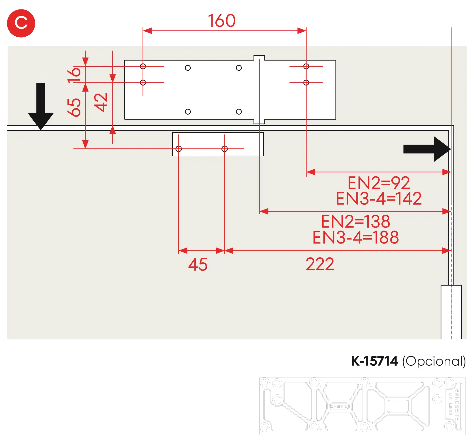 Installation inverted assembly on the opposite side to hinges DIN L