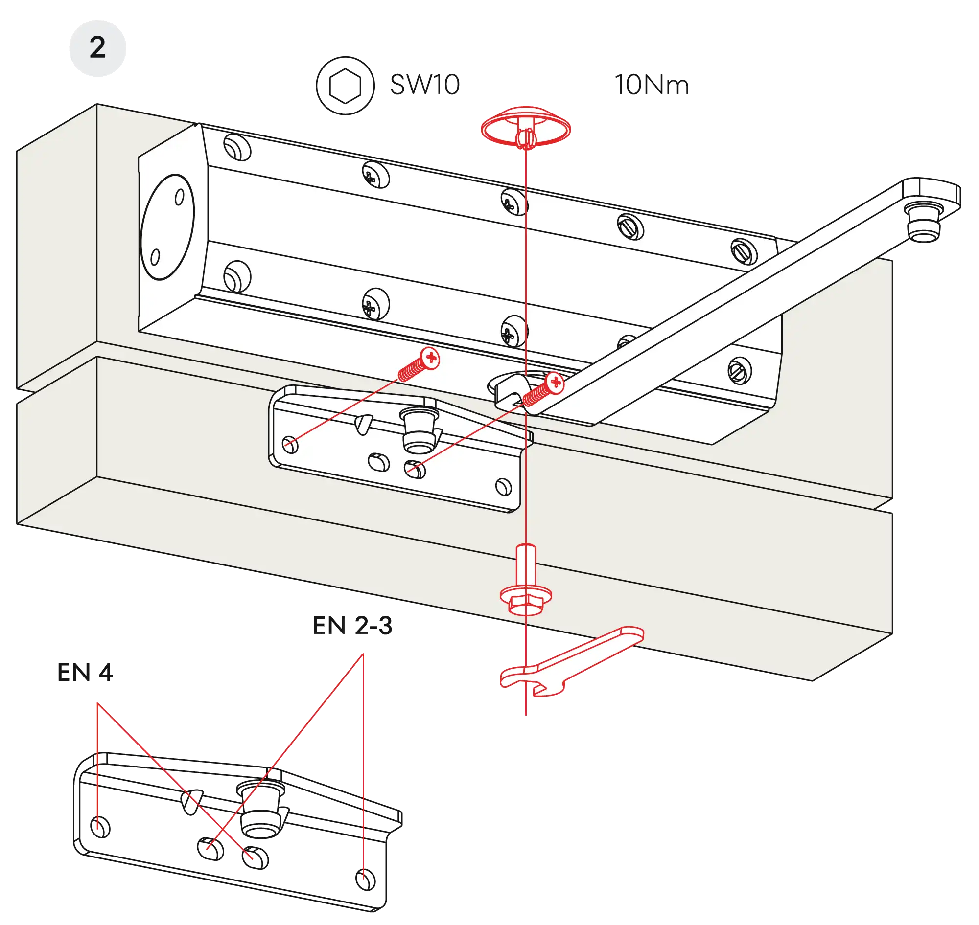 Installation inverted assembly on the opposite side to hinges DIN L