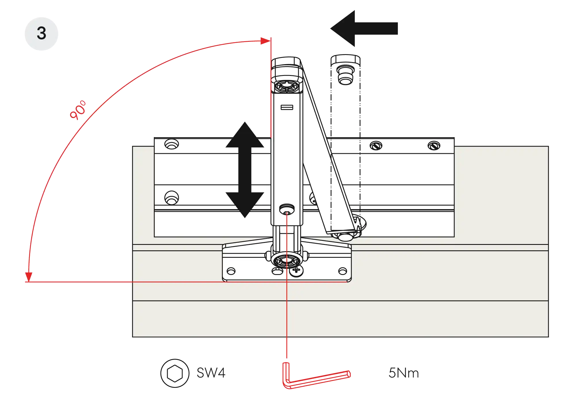 Installation inverted assembly on the opposite side to hinges DIN L