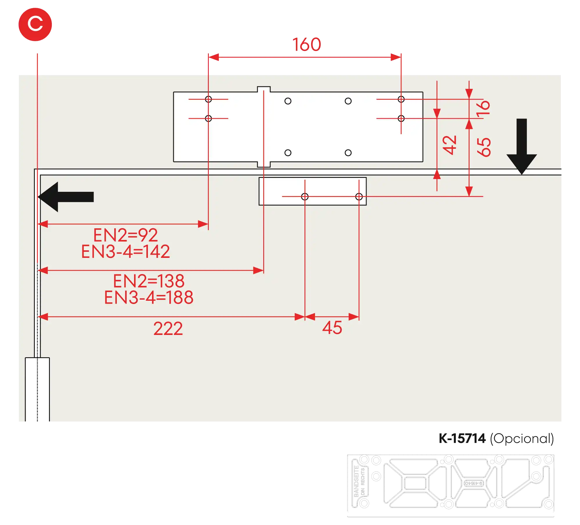 Installation inverted assembly on the opposite side to hinges DIN R