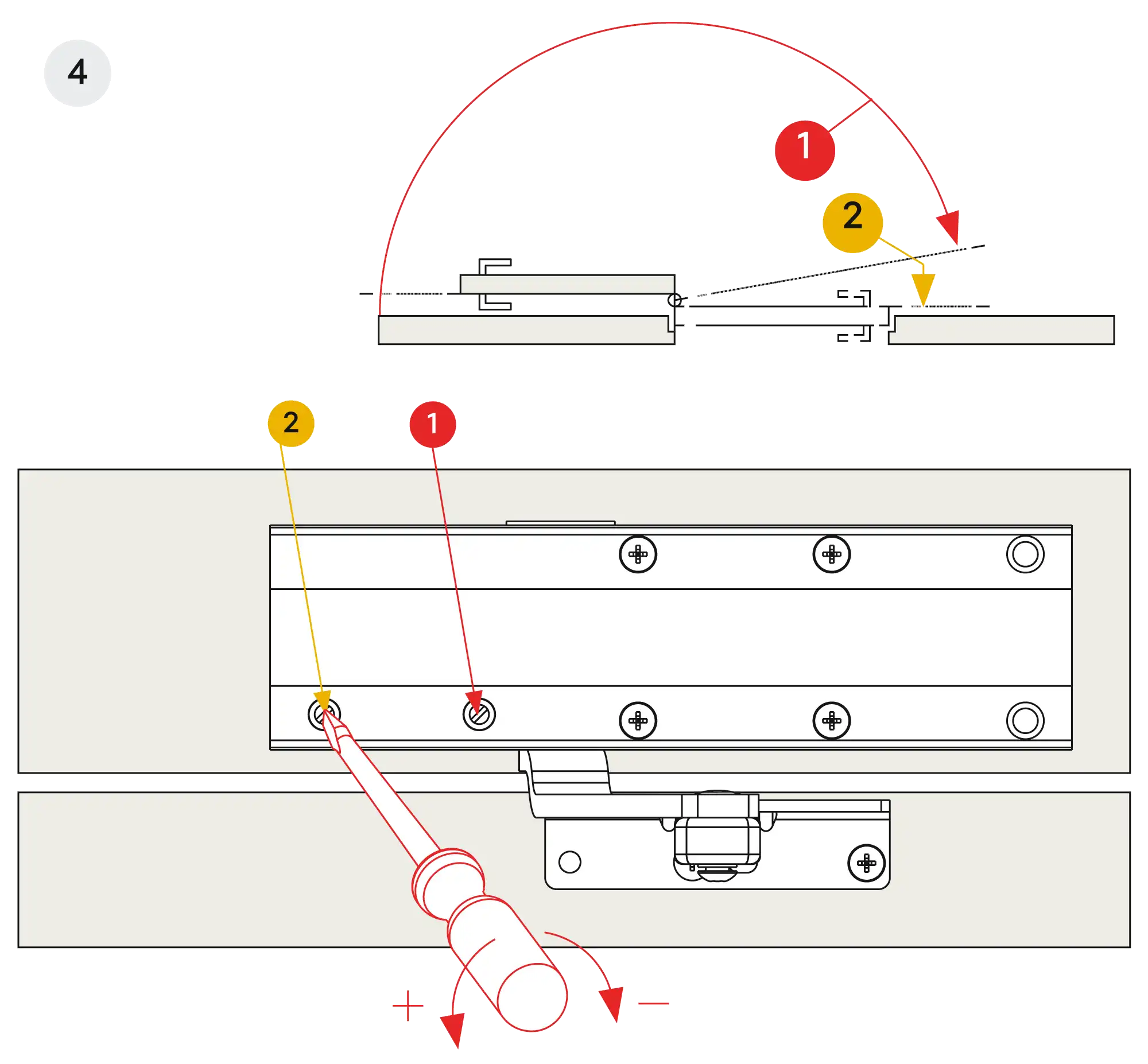 Installation inverted assembly on the opposite side to hinges DIN R