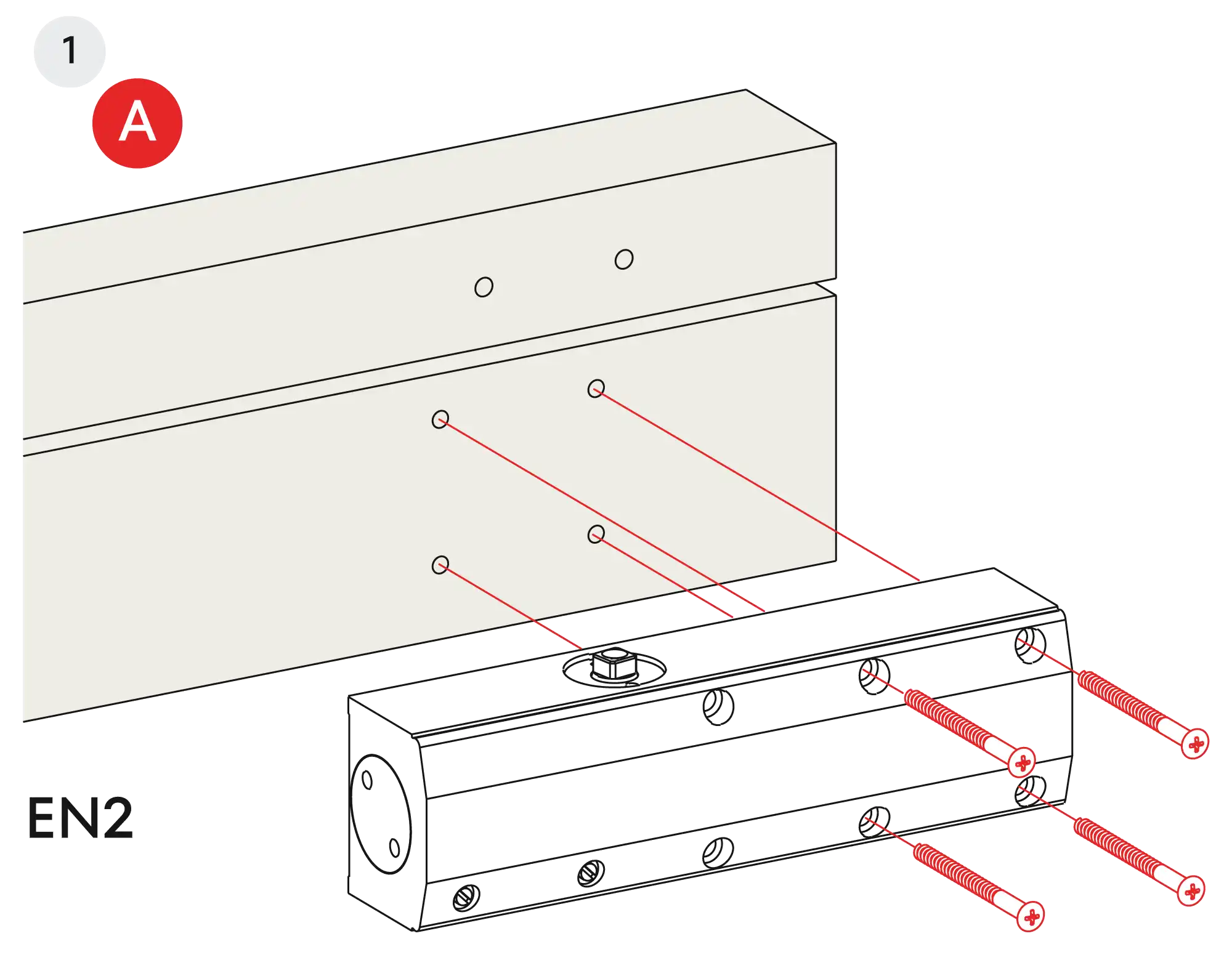 Installation normal mounting left hinge DIN L